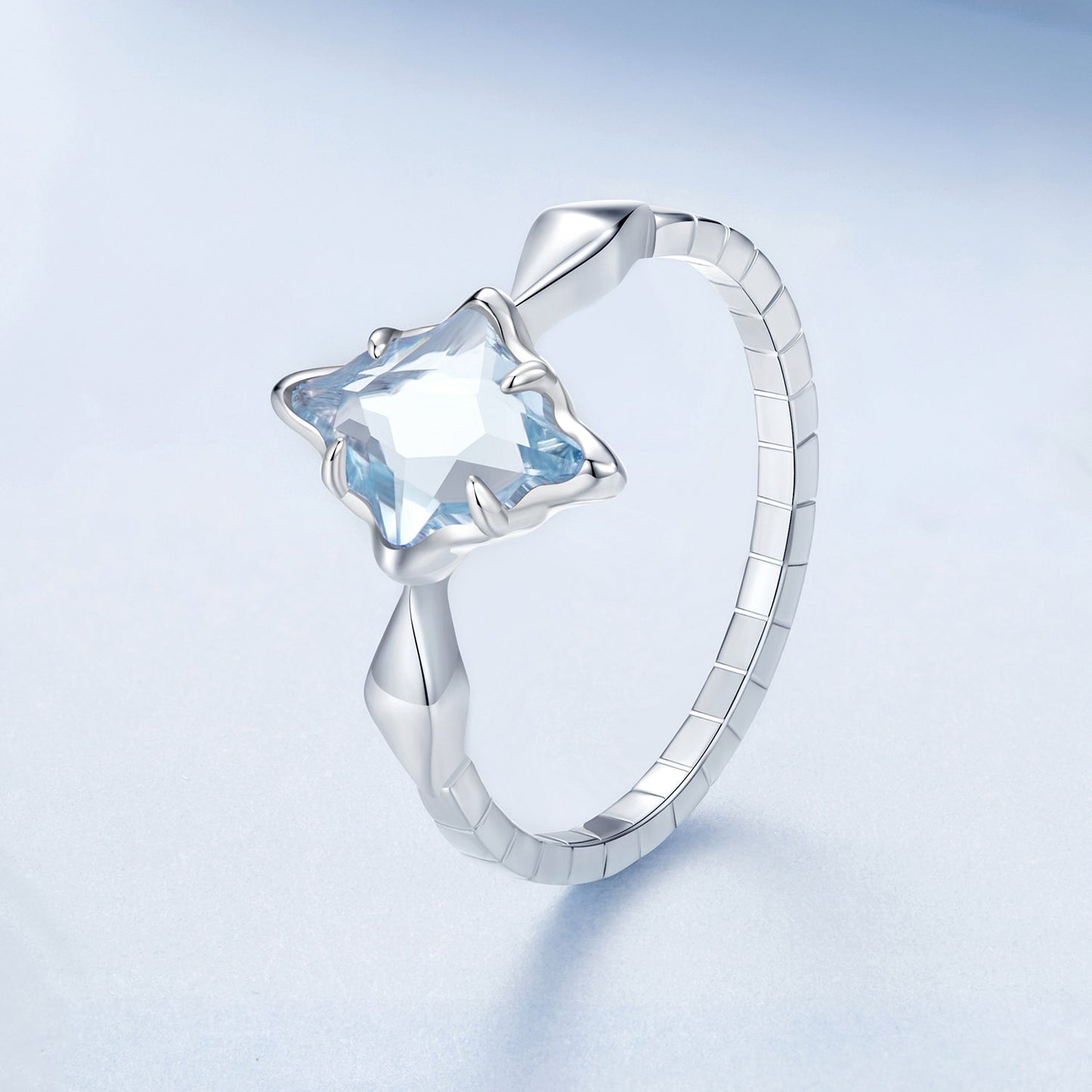 925 Sterling Silver White Gold Plated 1.2x0.9cm Pendant Ring Size 6.0 for Women