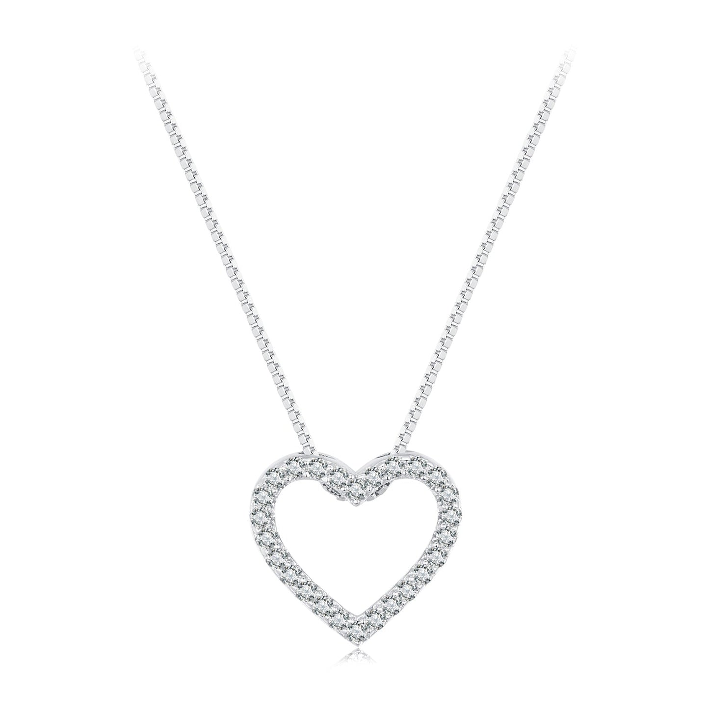 S925 Sterling Silver Necklace with Moissanite, 400mm + 50mm, Platinum Plated, Women