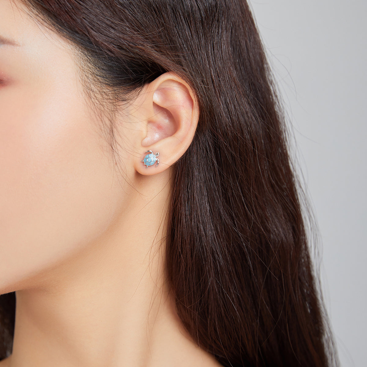 925 Sterling Silver Earrings for Women - Pavé Setting CZ with Enamel Process - 1cm