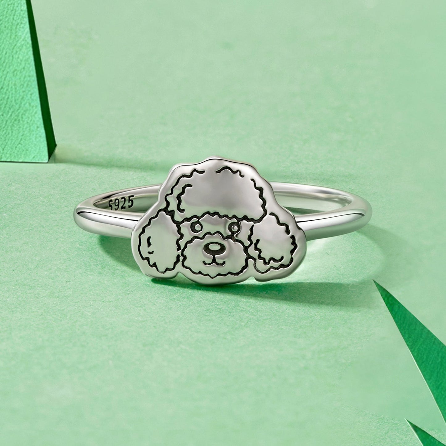 925 Sterling Silver Oxidized Silver Dog Ring for Women