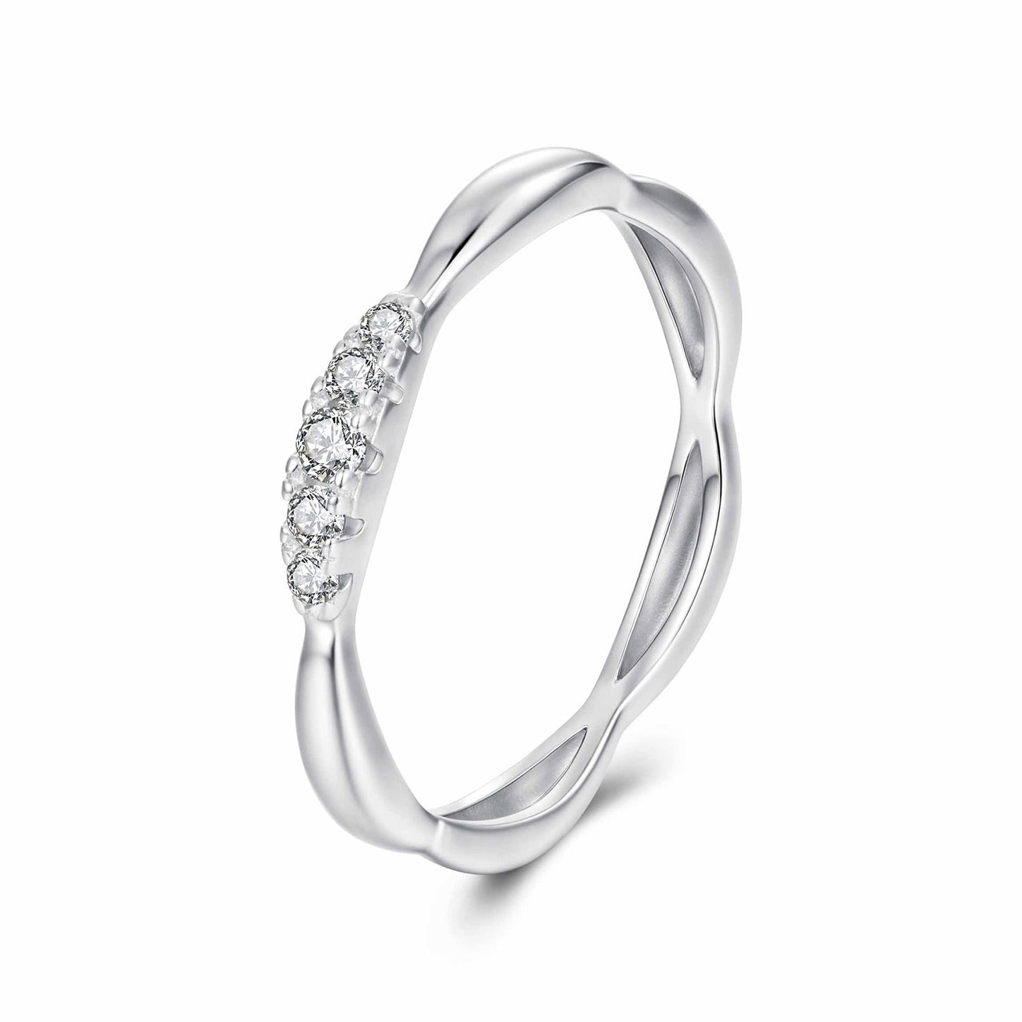 925 Sterling Silver Moissanite Ring with 0.15-0.2cm Gems for Women - Size 6