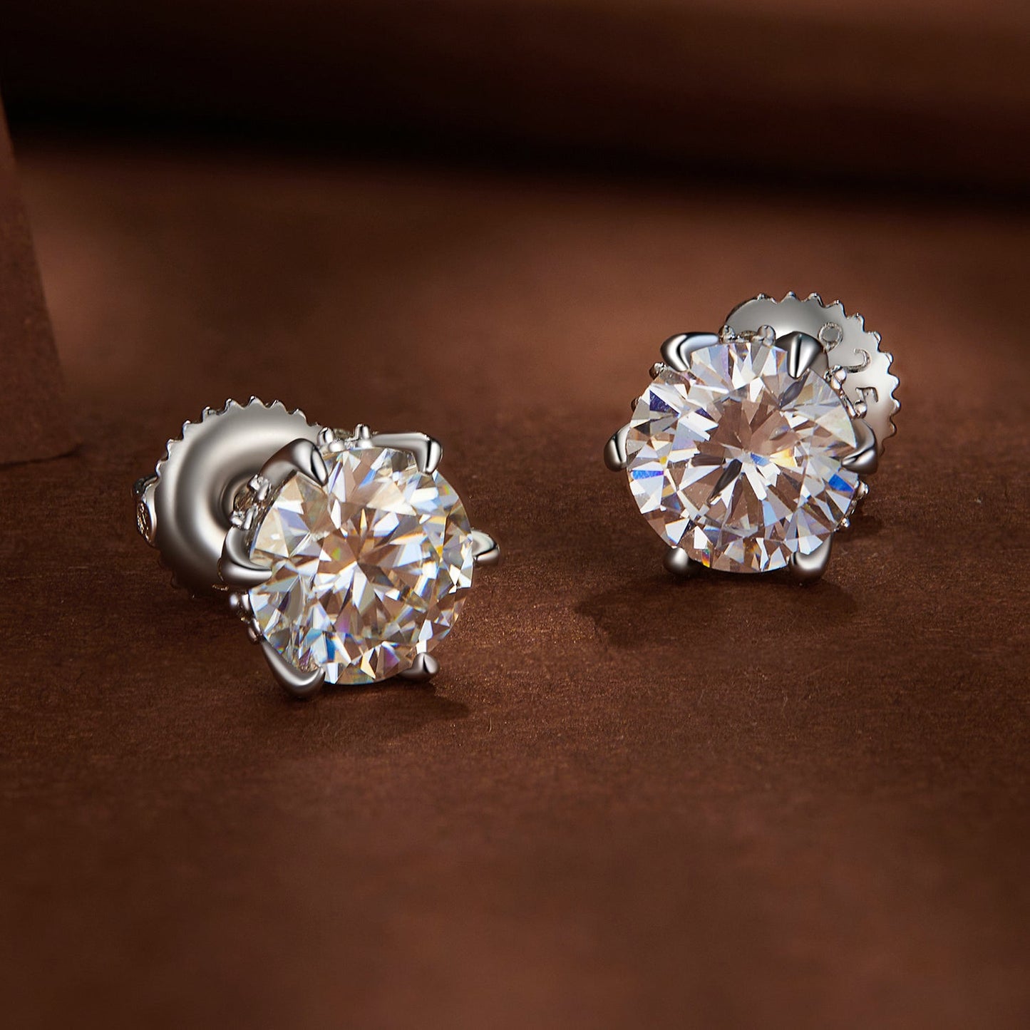 925 Sterling Silver 6.5mm Moissanite Earrings for Women