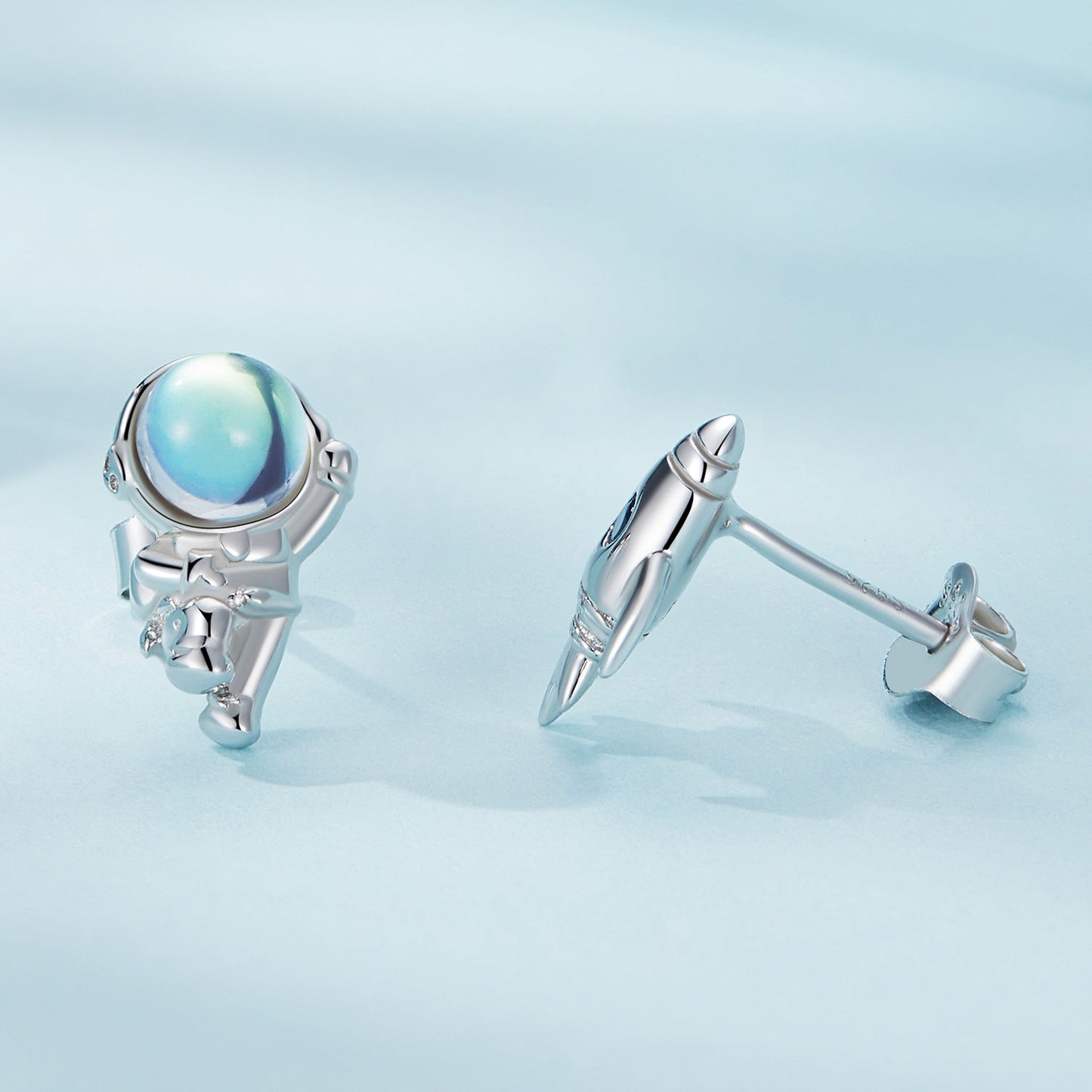 925 Sterling Silver Plated Moonstone Earrings with CZ for Women