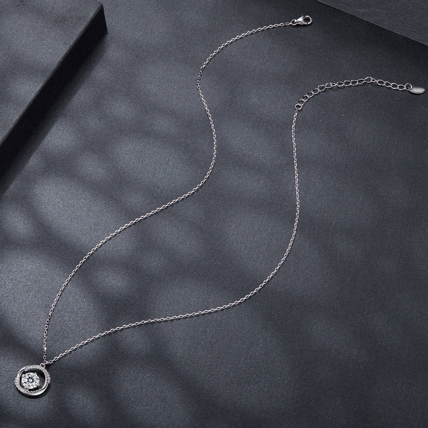 925 Sterling Silver Moissanite Necklace 40+5cm with CZ for Women