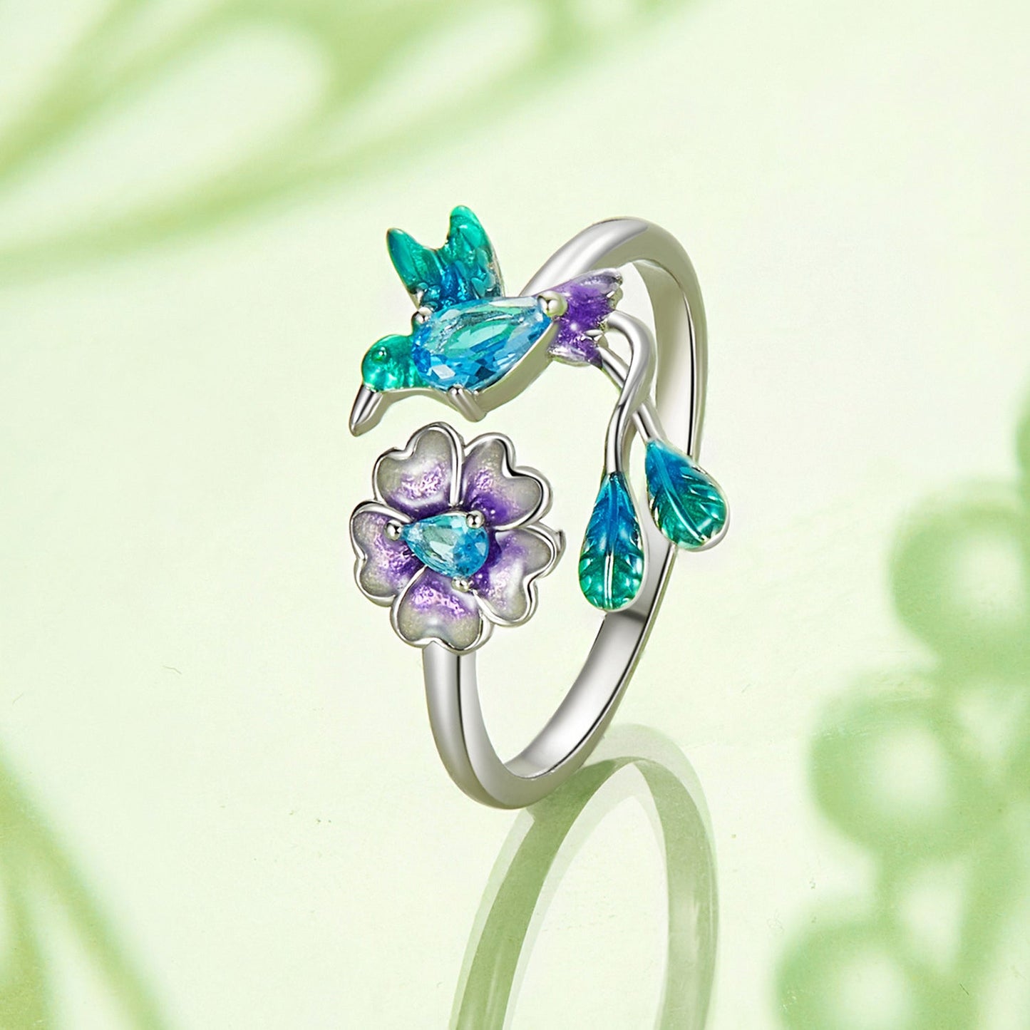 925 Sterling Silver Enamel 1.8mm Pavé Setting CZ Ring for Women