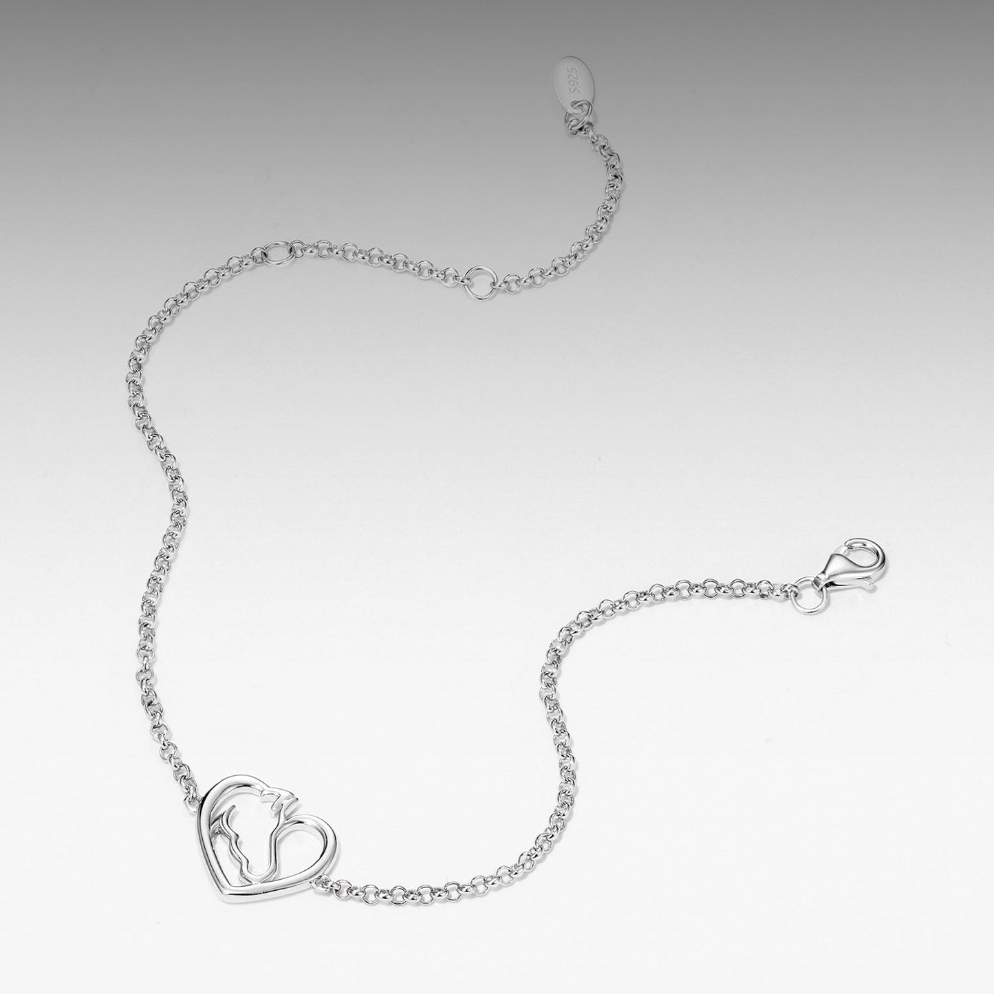 925 Sterling Silver Plated White Gold Bracelet 21cm for Women