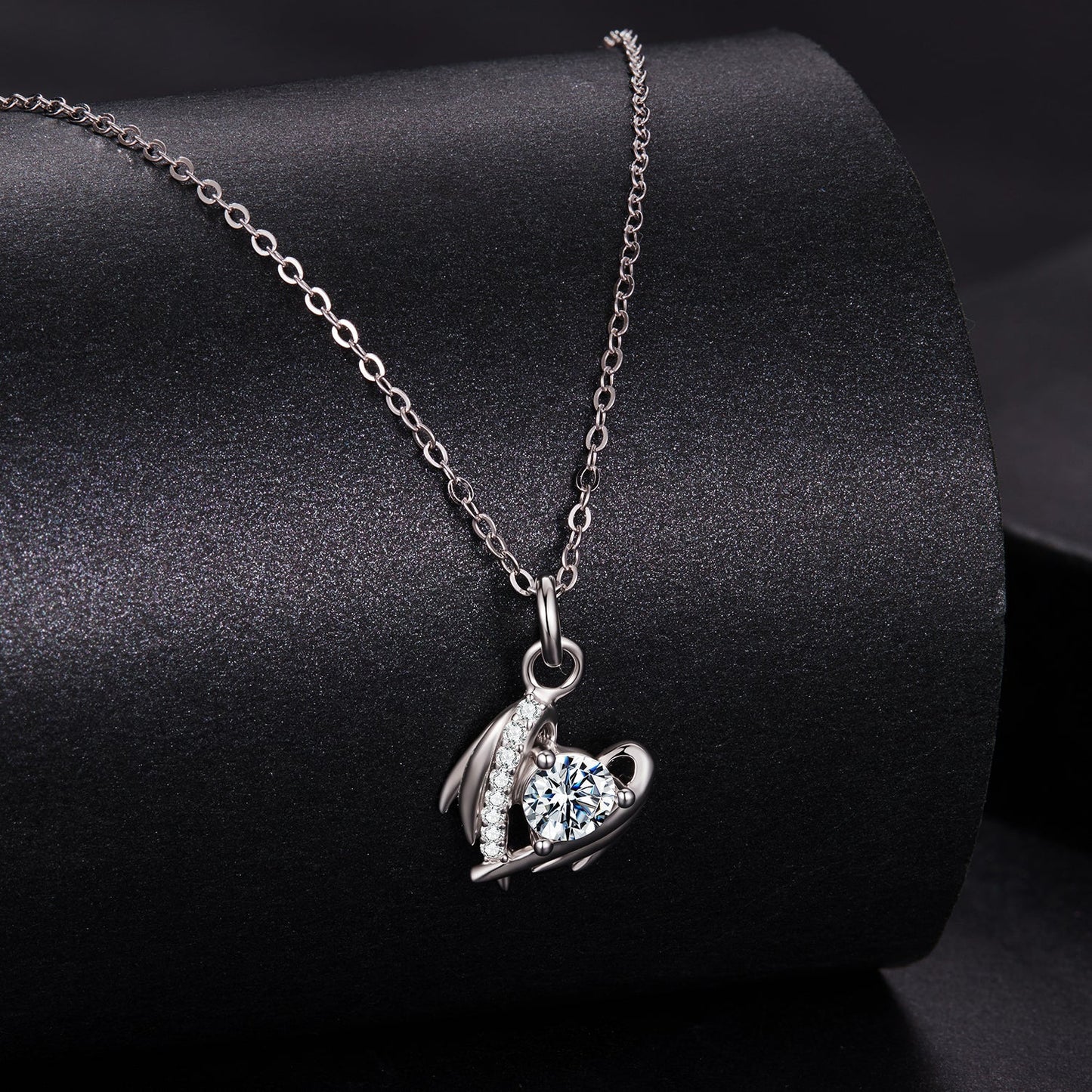 925 Sterling Silver Moissanite White Gold Plated Necklace for Women, Length 40+5cm