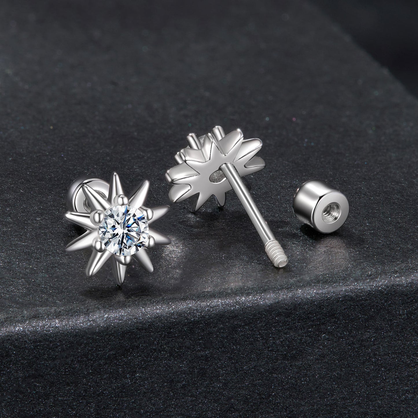 925 Sterling Silver Moissanite 0.10 Carat Earrings for Women - 0.7cm Size