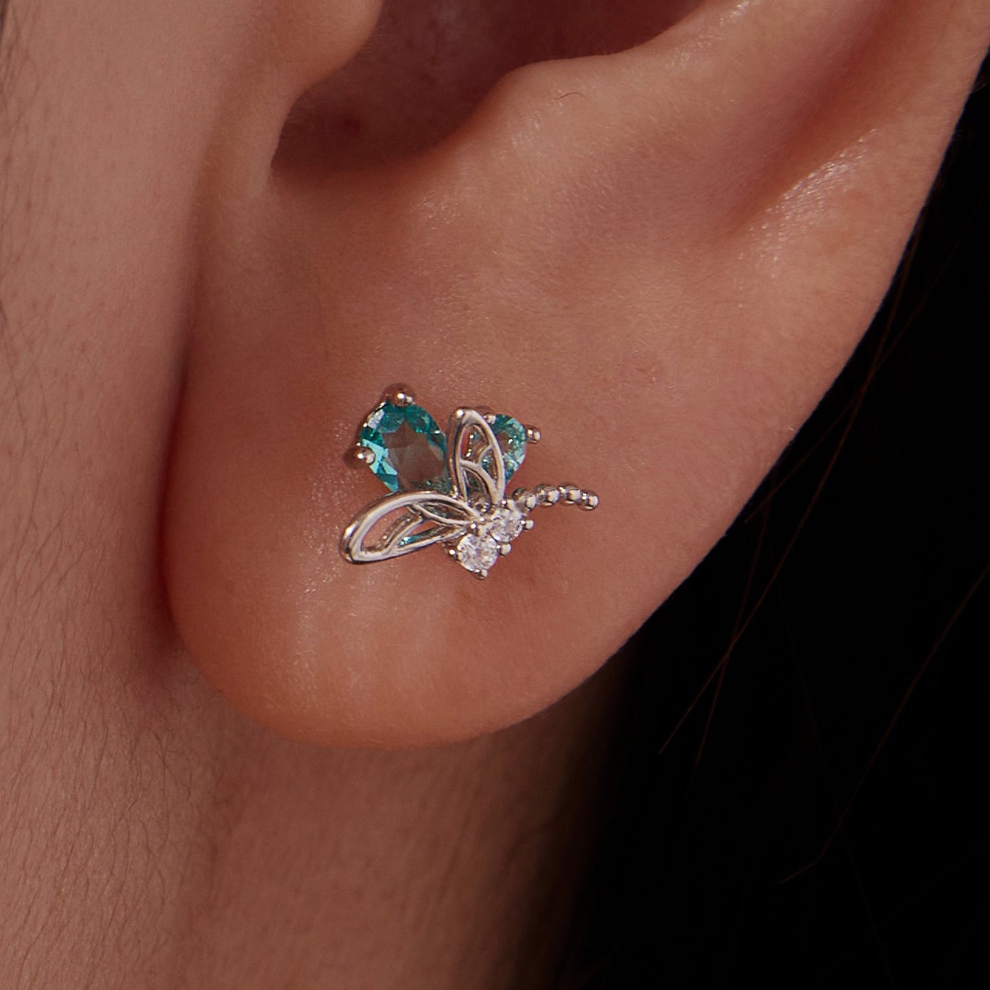 925 Sterling Silver White Gold Plated 1.0x0.7cm CZ Earrings for Women