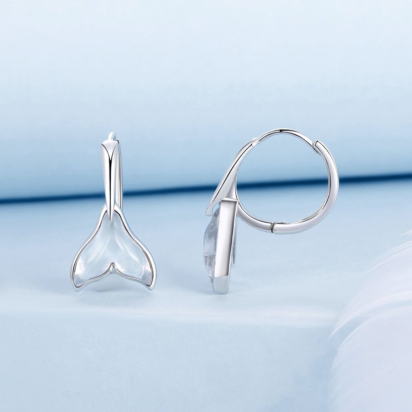 925 Sterling Silver Transparent Glass Earrings for Women