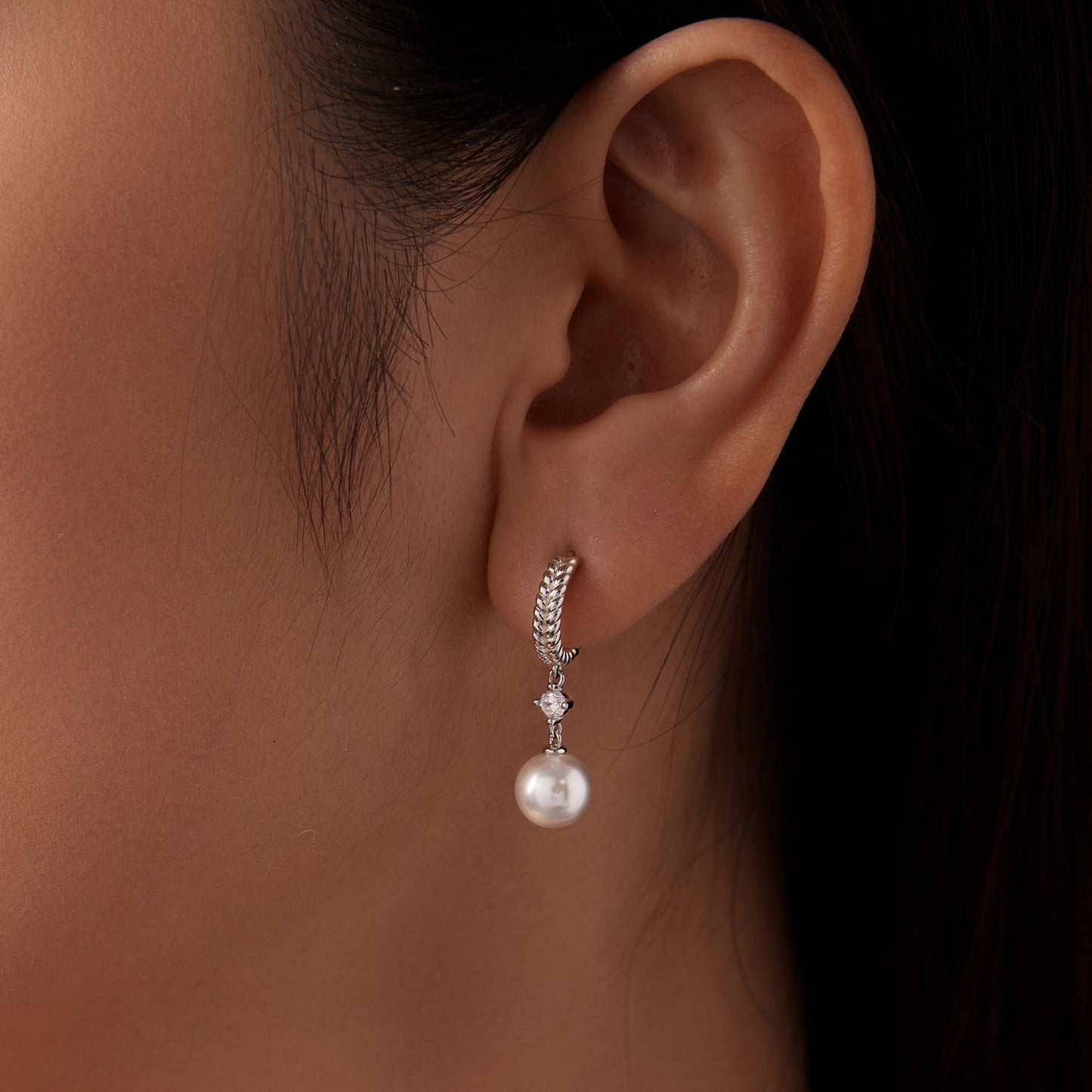 925 Sterling Silver Moissanite and Synthetic Pearl Earrings for Women