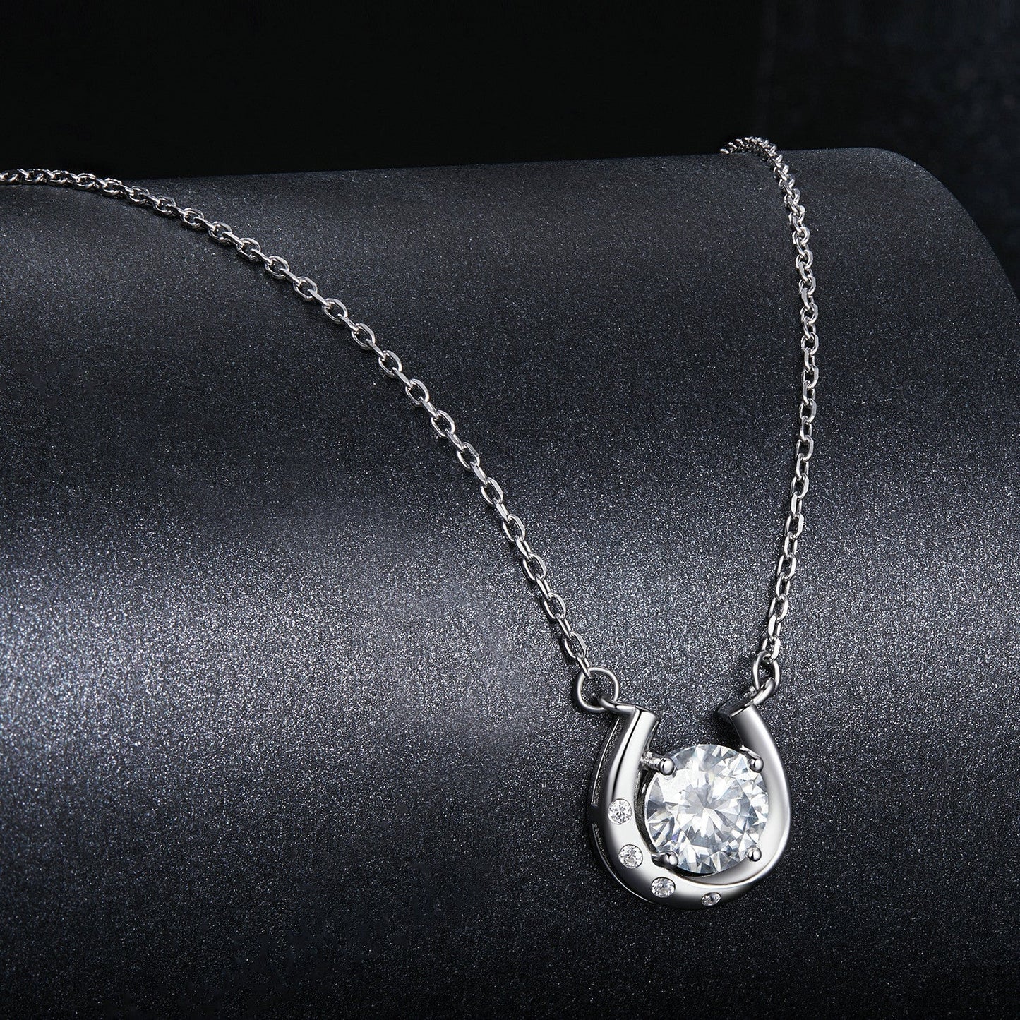 925 Sterling Silver Moissanite Necklace with Pavé Setting, 1 Carat, 400mm Length for Women