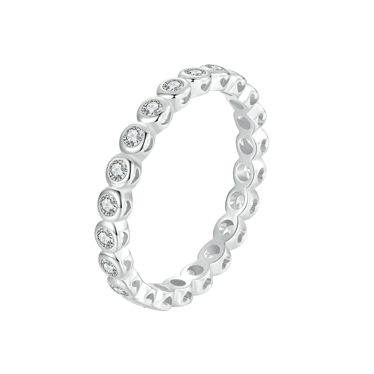 925 Sterling Silver 2mm Moissanite Ring Size 7 for Women