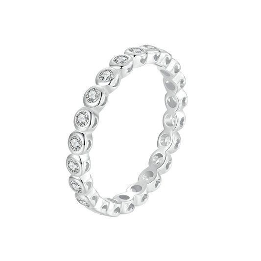 925 Sterling Silver 2mm Moissanite Ring Size 7 for Women