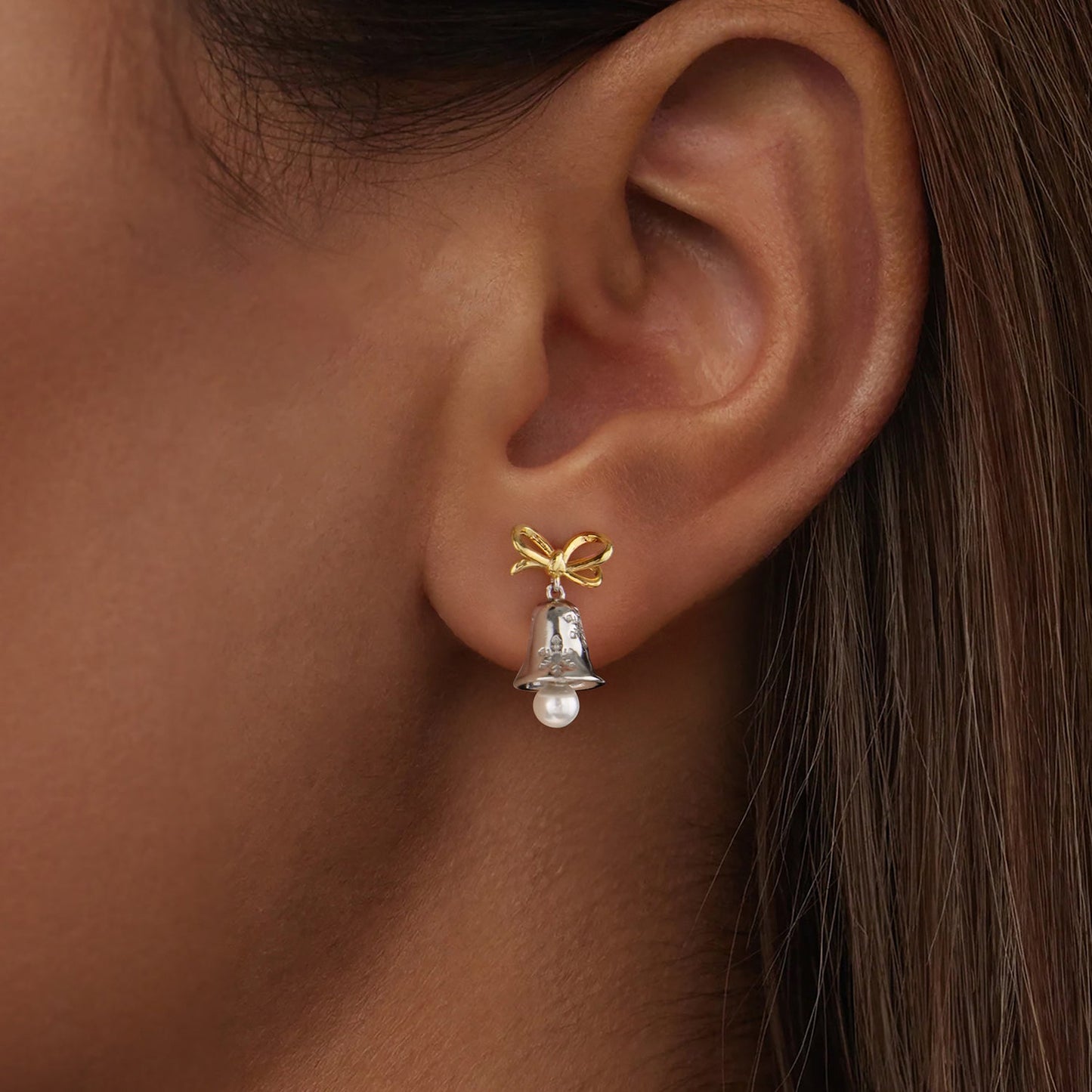 925 Sterling Silver Earrings with Synthetic Pearl, 1.7*0.9cm for Women