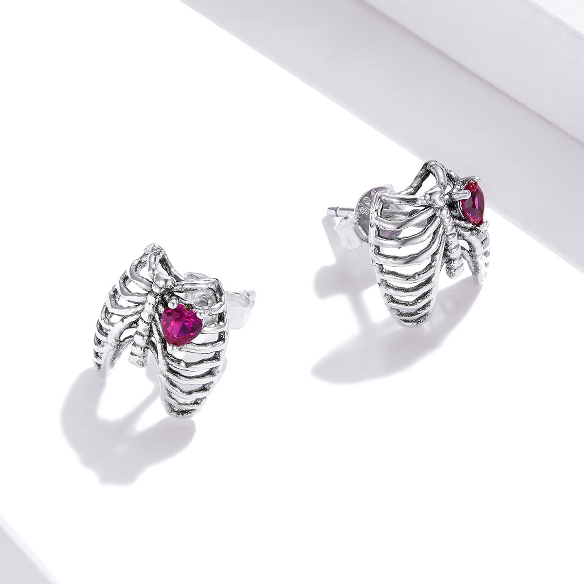925 Sterling Silver Oxidized Pavé Setting CZ Earrings - 1x1cm for Women
