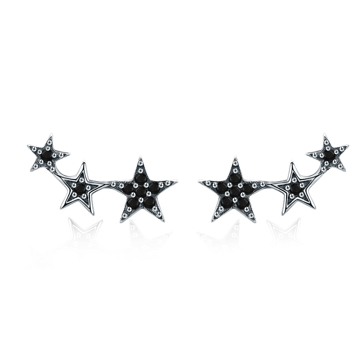 S925 Oxidized Silver Pavé CZ Earrings for Women