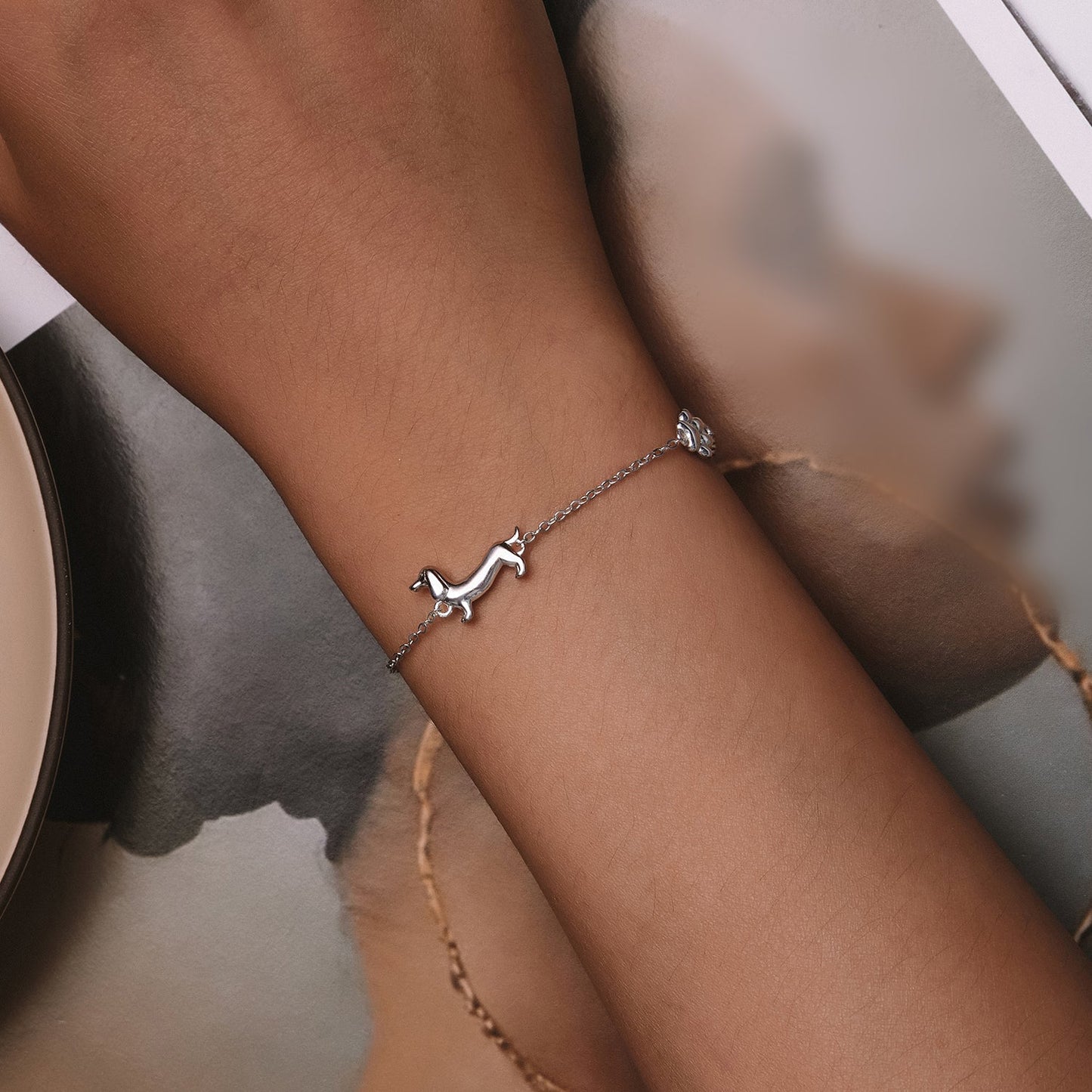 925 Sterling Silver Plated Platinum 150mm+60mm Bracelet for Women