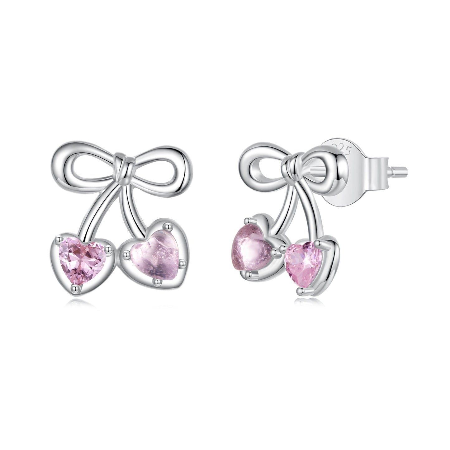 925 Sterling Silver Earrings with Pavé Setting CZ and Transparent Glass for Women