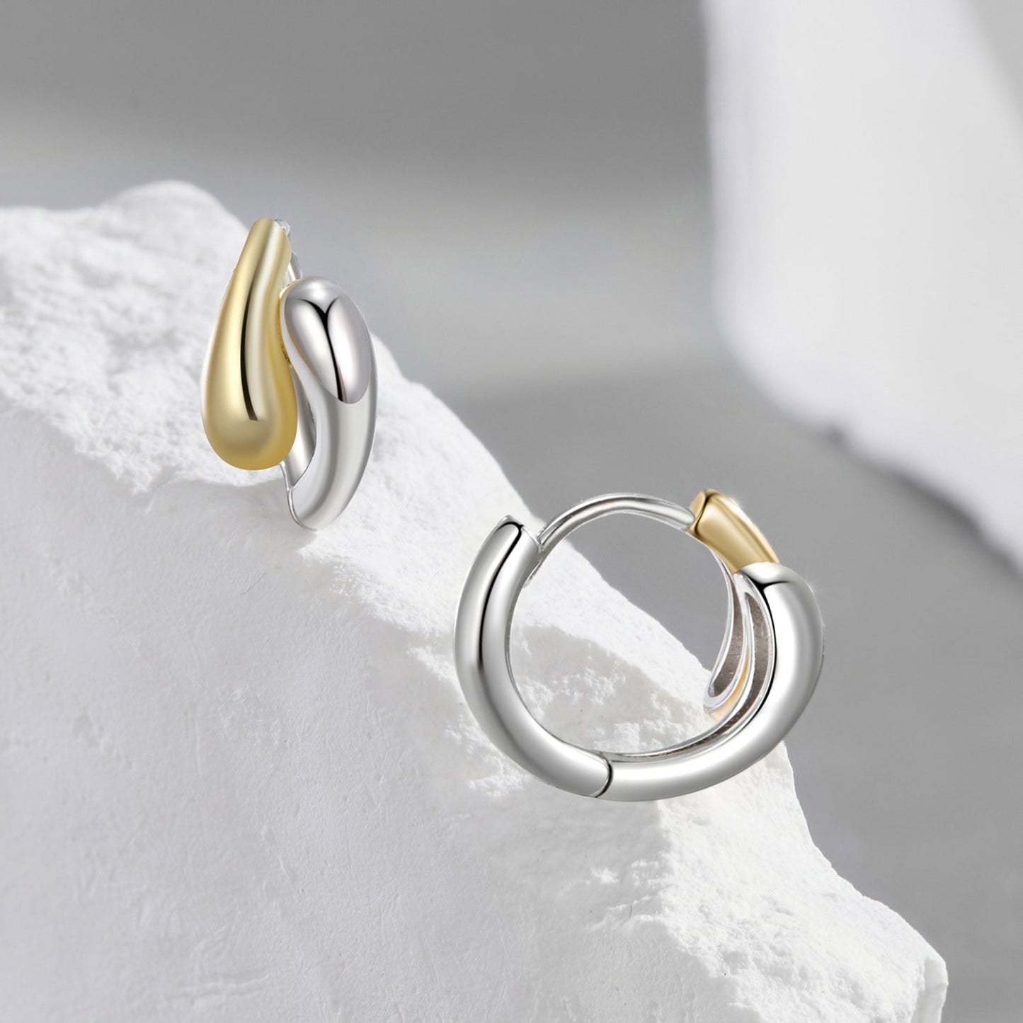 925 Sterling Silver & Plated Gold & Plated White Gold Earrings