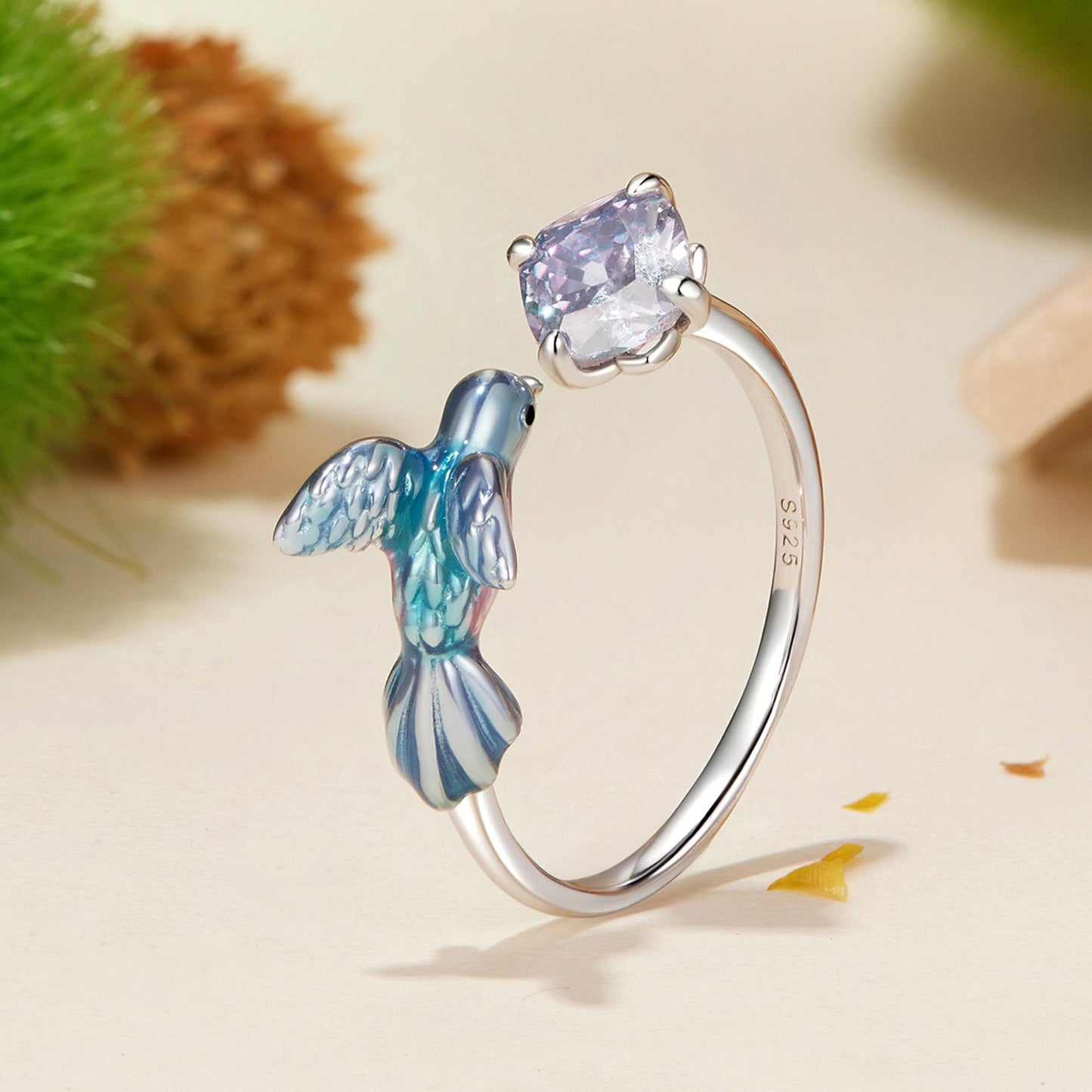 925 Sterling Silver Enamel White Gold Plated 1.6mm CZ Pavé Setting Ring