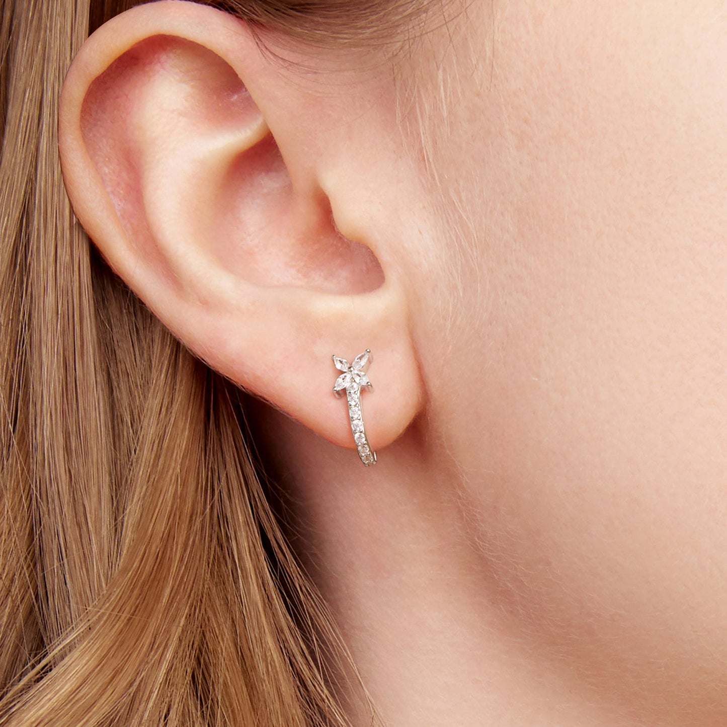 925 Sterling Silver White Gold Plated CZ Earrings for Women