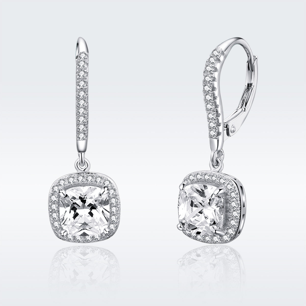 925 Sterling Silver Plated Gold Pavé Setting CZ Earrings for Women
