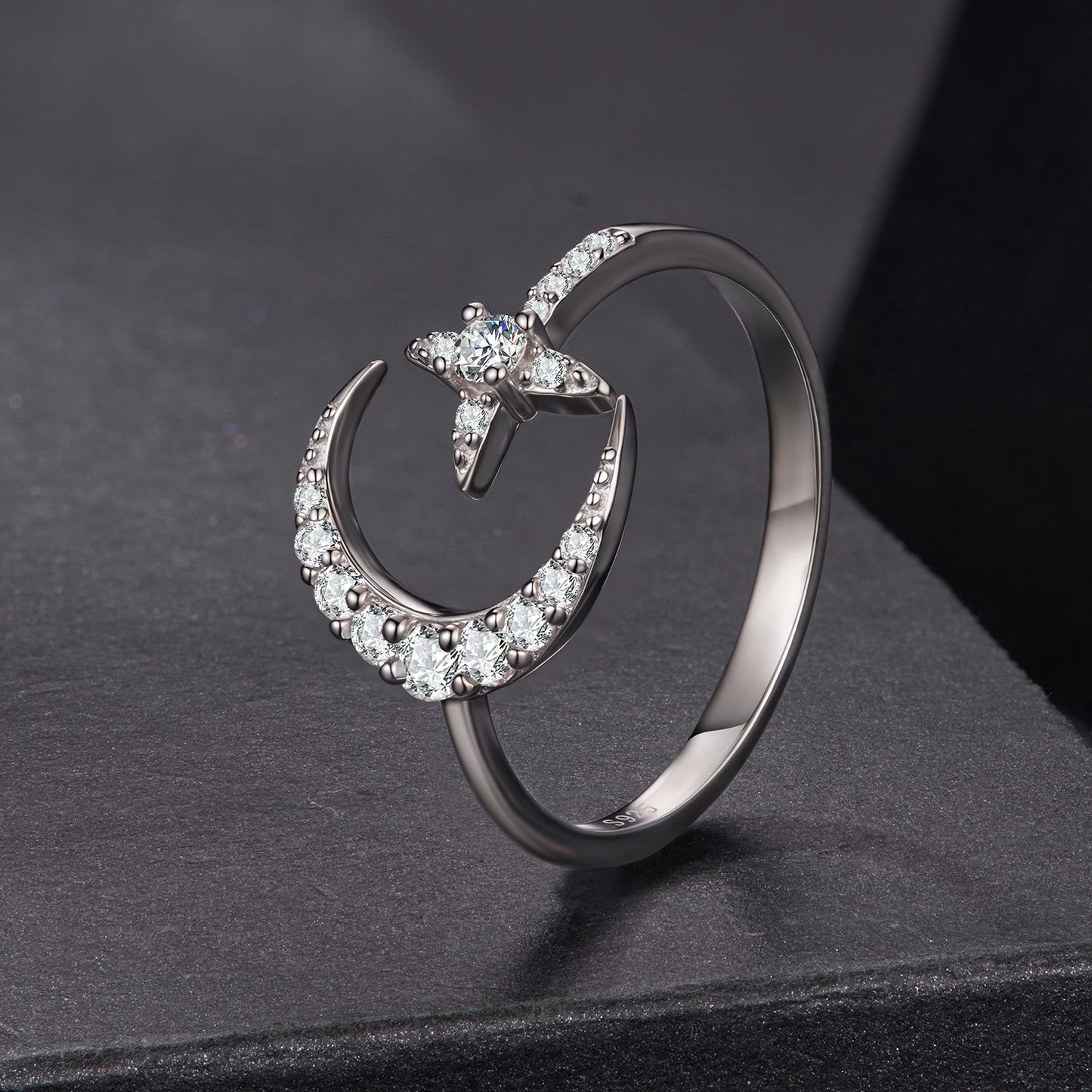 925 Sterling Silver Moissanite 0.25cm White Gold Plated Ring - Size E for Women