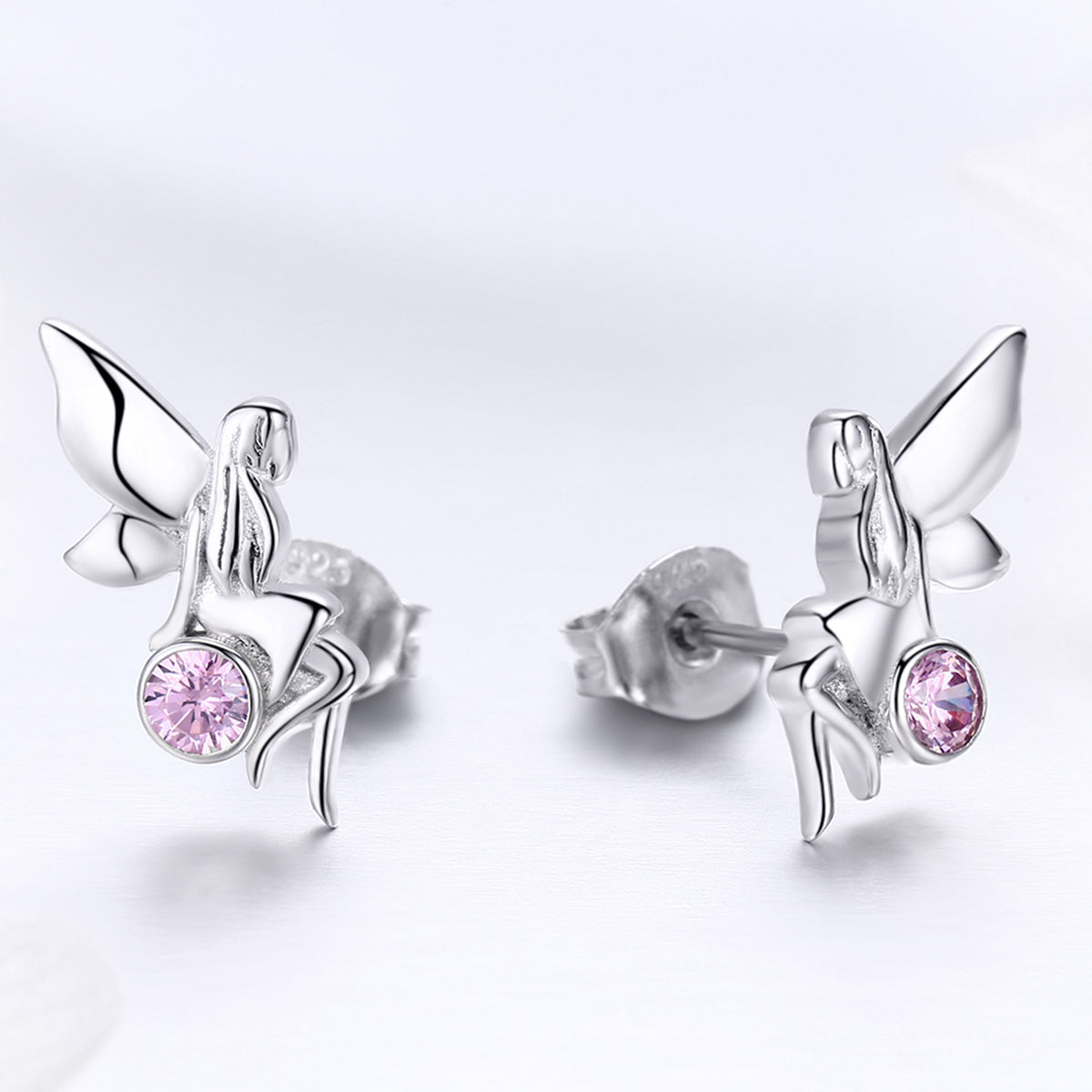 925 Sterling Silver Earrings with Pavé Setting CZ, 1.6*0.7 cm for Women