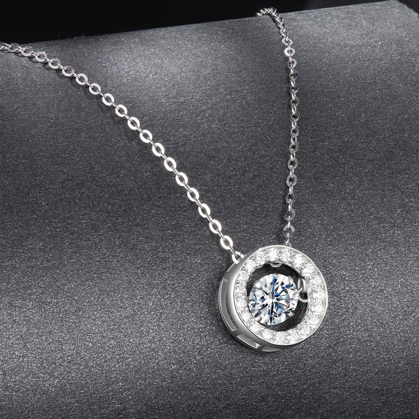 925 Sterling Silver Moissanite Pendant Necklace for Women - 40+5cm, White Gold Plated, Elegant Jewelry