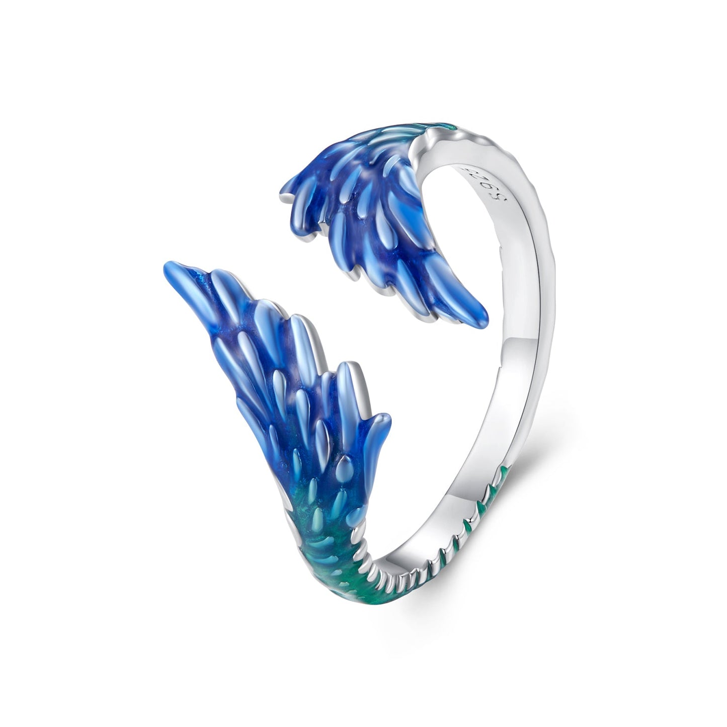 925 Sterling Silver Enamel Ring Size 9.0 for Women