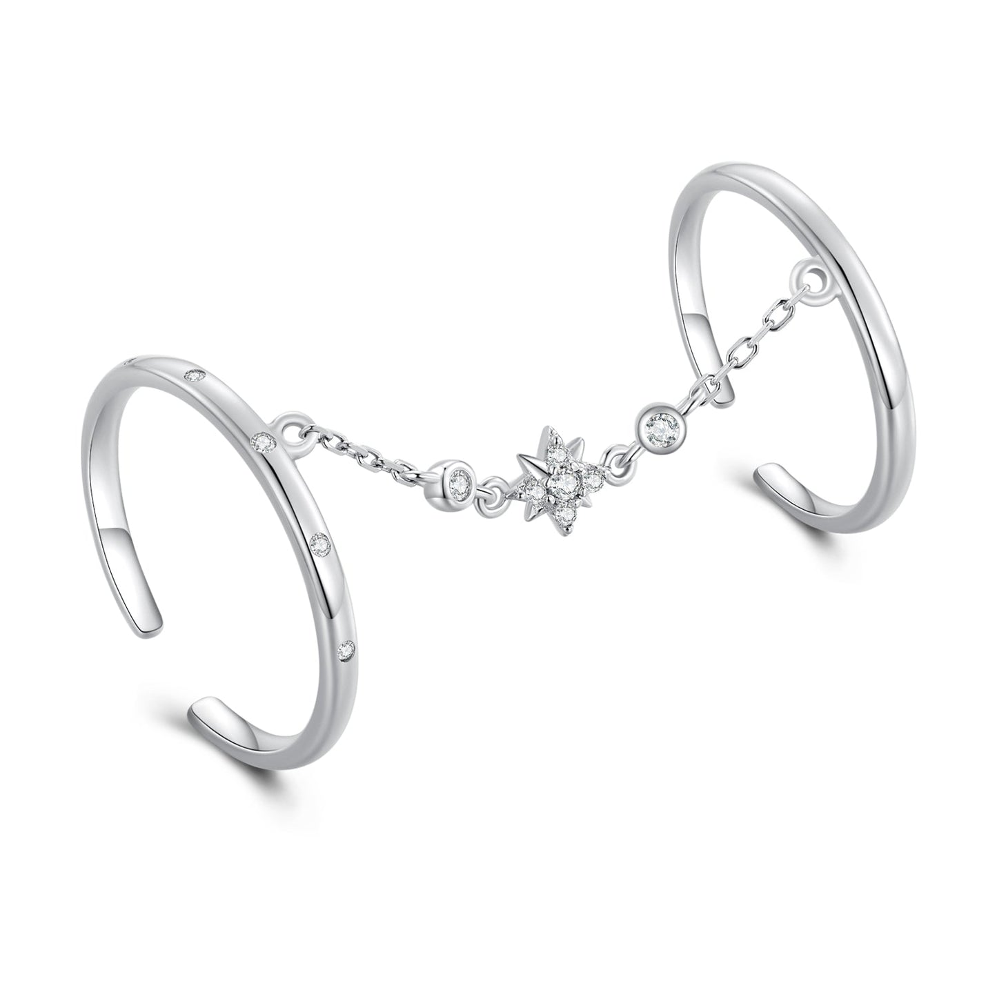 925 Sterling Silver Plated CZ Ring 30mm Chain Length, 1.7mm Width for Women