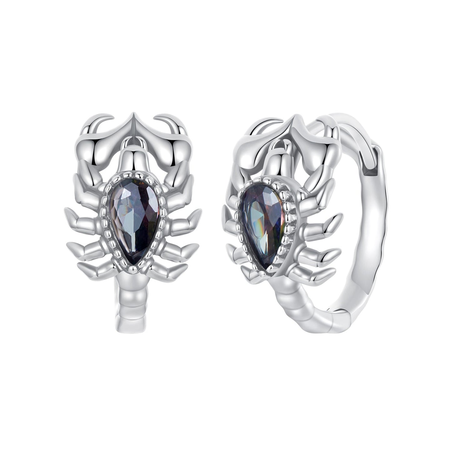 925 Sterling Silver Earrings with Transparent Glass - 13*8mm for Women