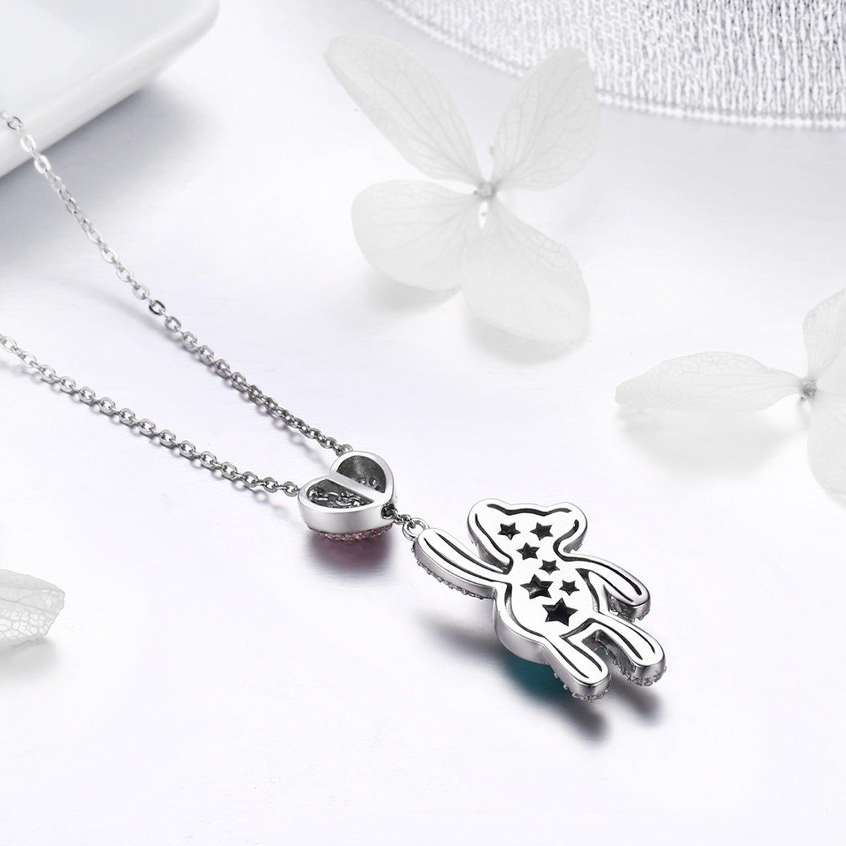 925 Sterling Silver Necklace 38-45cm with 3.1*1.3cm Pendant for Women