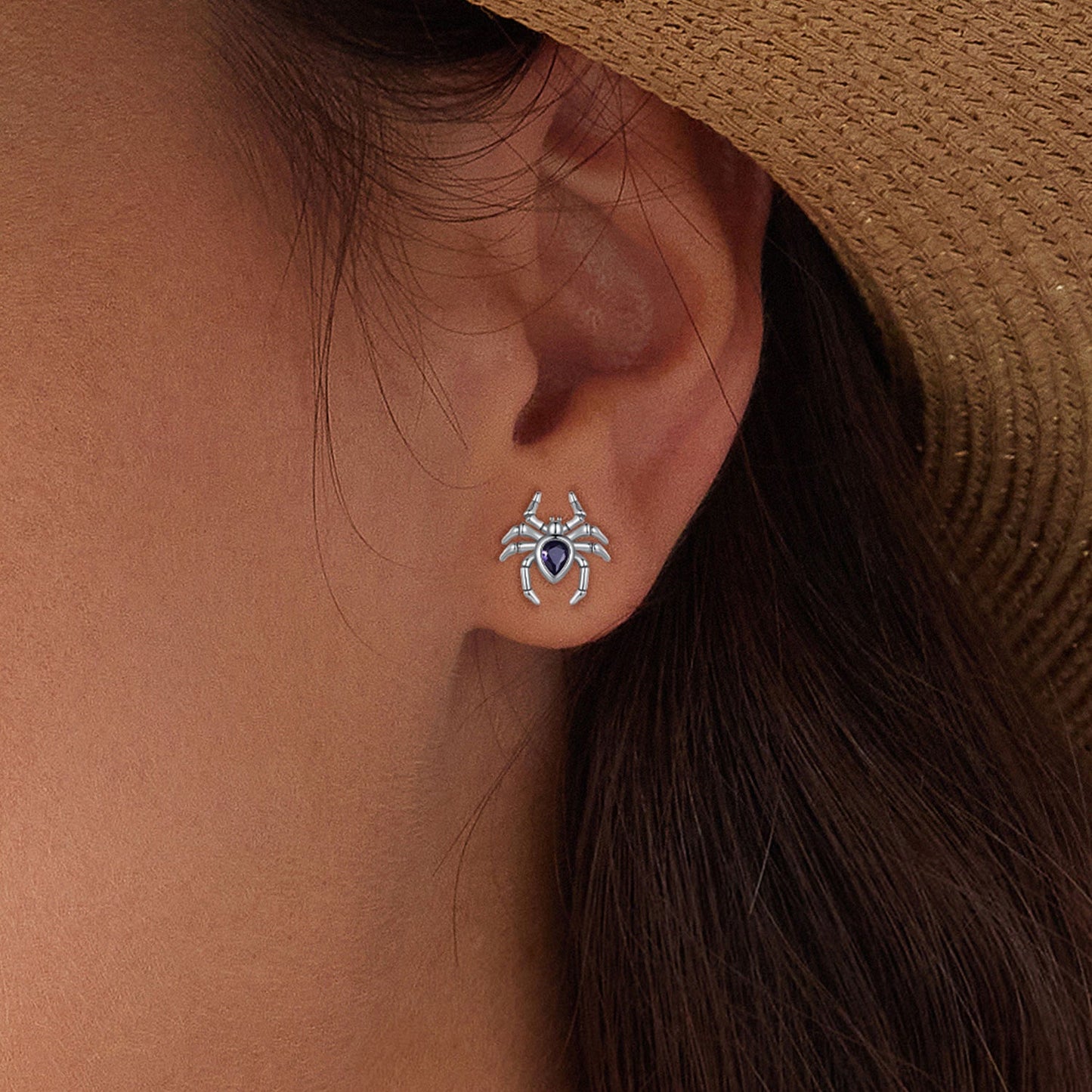 925 Sterling Silver Earrings with Pavé Setting CZ, Size 13*12mm
