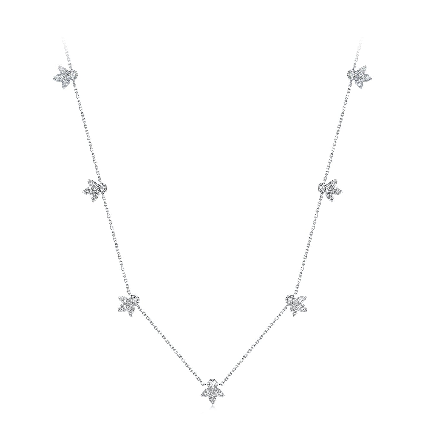 925 Sterling Silver Moissanite 0.25 Carat Necklace with Pavé Setting for Women