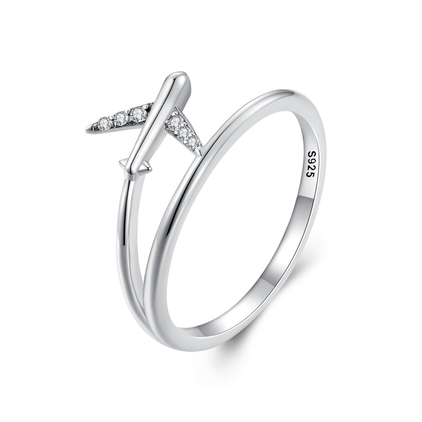 925 Sterling Silver Ring with Pavé Setting CZ, Size 6.0, Oxidized Finish for Women