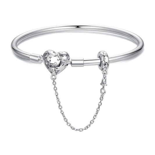 925 Sterling Silver Bracelet with Pavé Setting CZ, Size 17.0 for Women