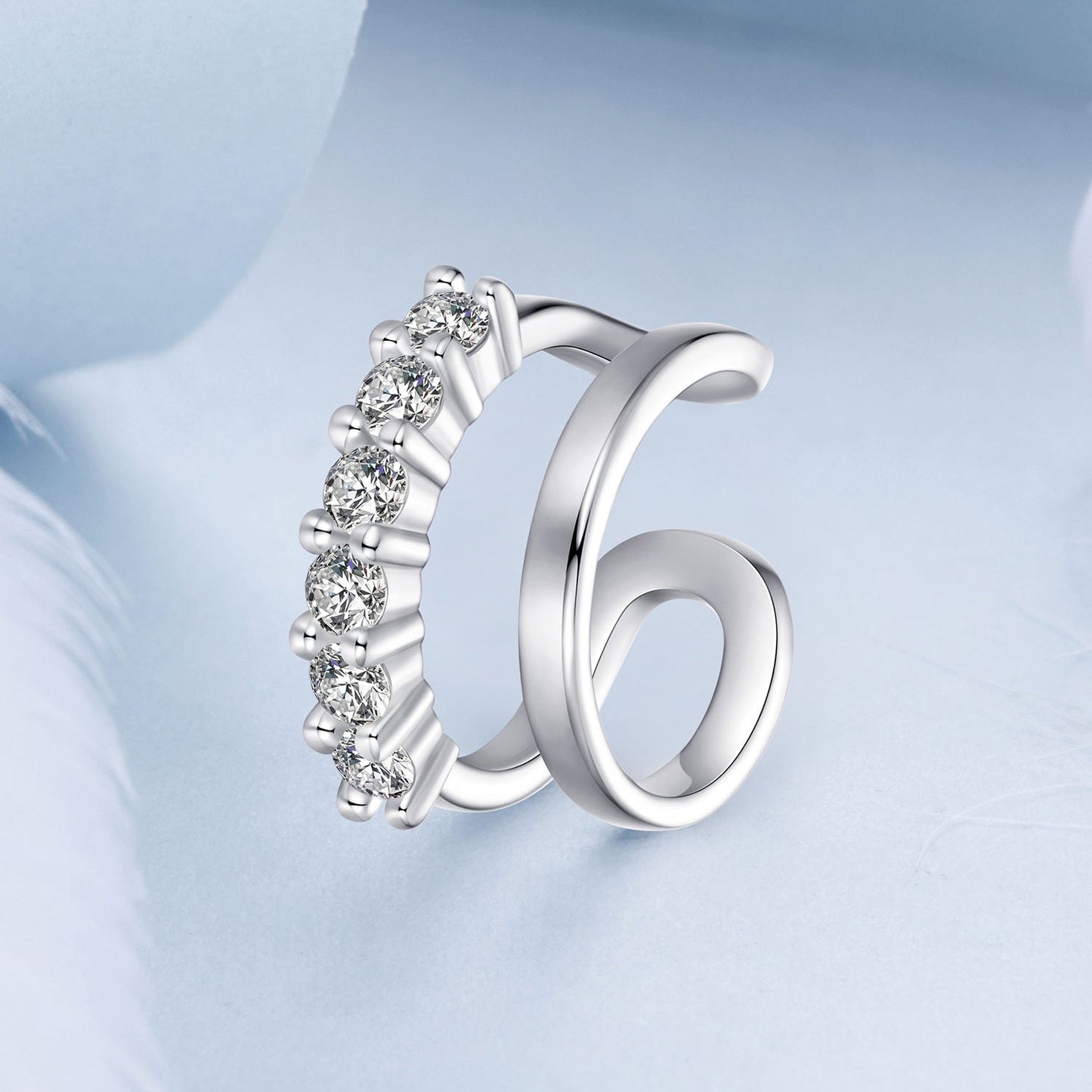 925 Sterling Silver Earrings with Pavé Setting CZ in Platinum