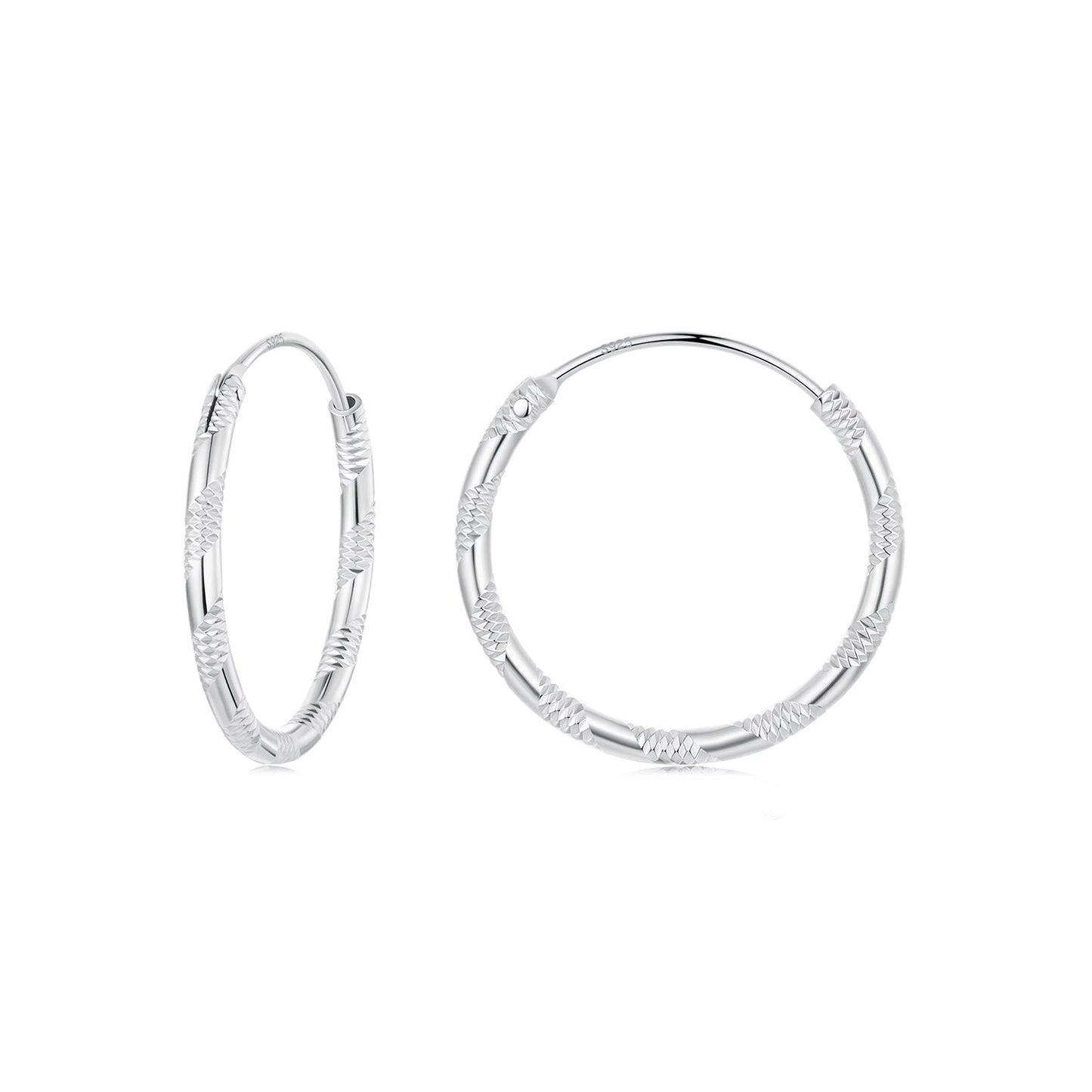 925 Sterling Silver Plated White Gold Earrings 3.0cm for Women