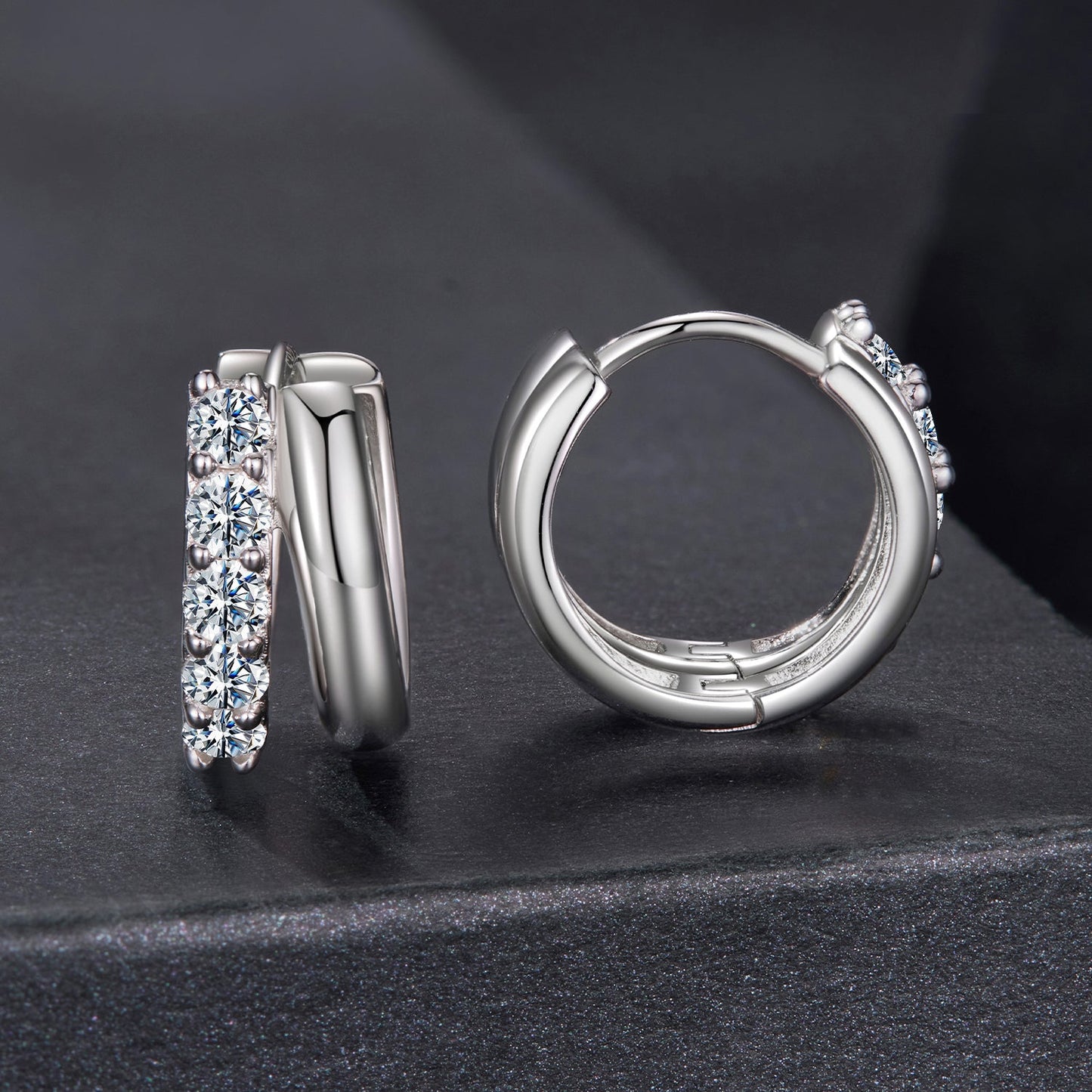 925 Sterling Silver Moissanite 0.06 Carat White Gold Plated Earrings for Women