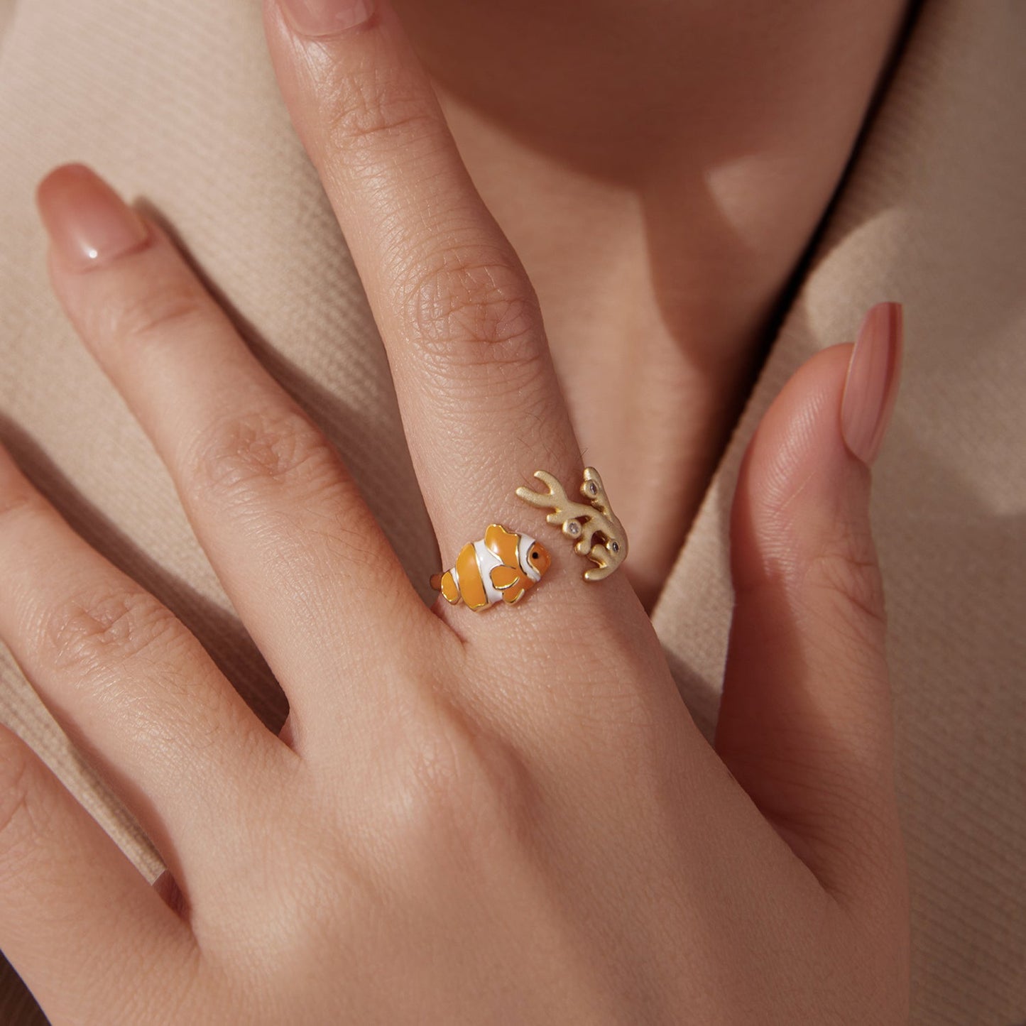 925 Sterling Silver Enamel Gold-Plated Ring for Women