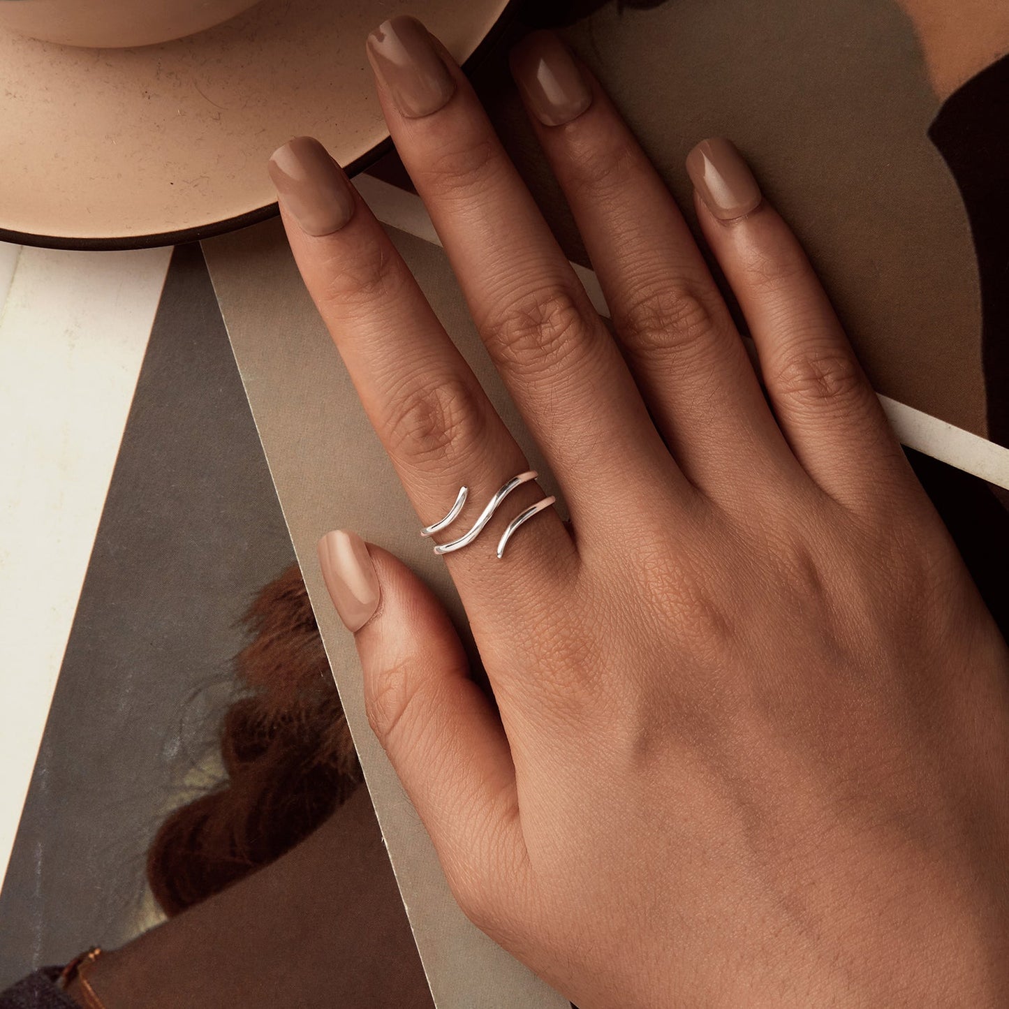 925 Sterling Silver Oxidized Silver Adjustable Ring for Men