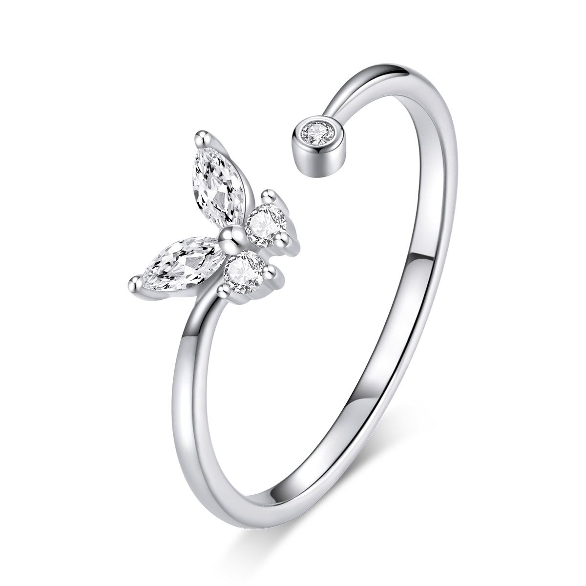 925 Sterling Silver Ring with Pavé Setting CZ, Butterfly Design, 0.6cm for Women