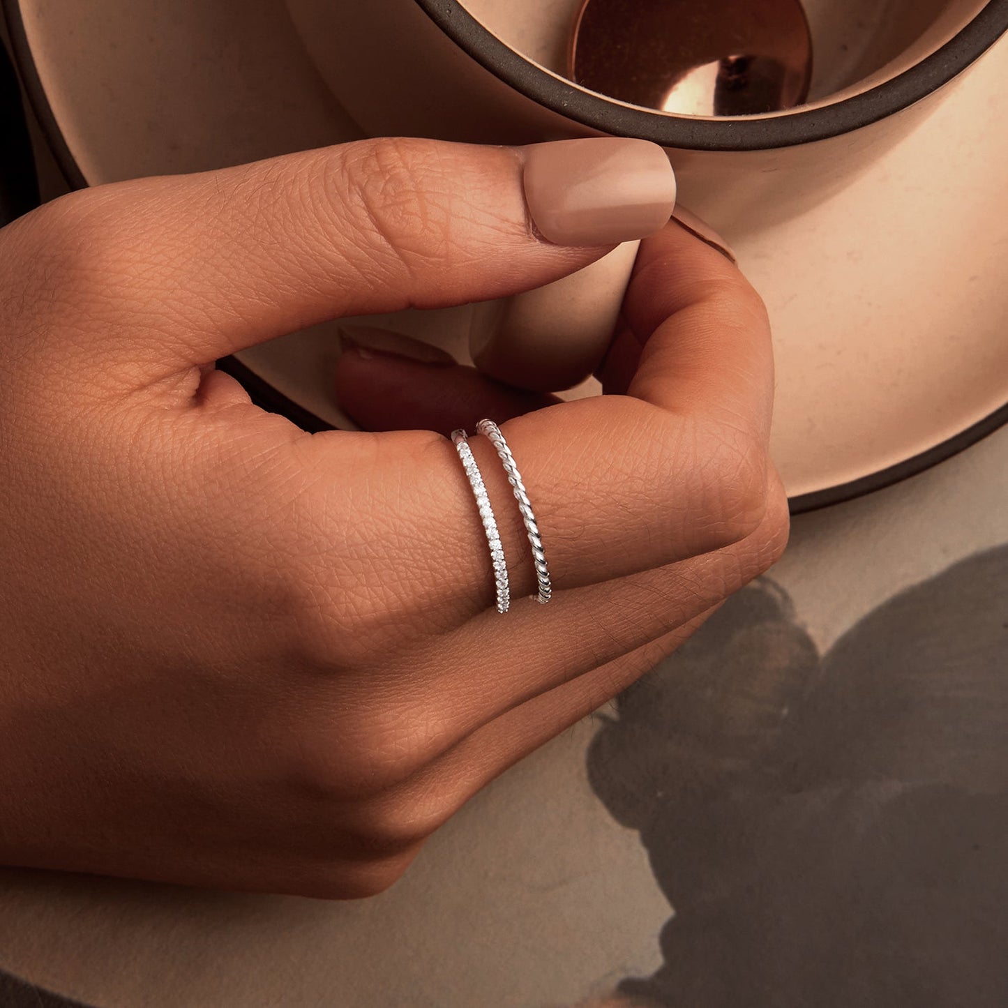 925 Sterling Silver Ring 6.0 Size with Pavé Setting CZ
