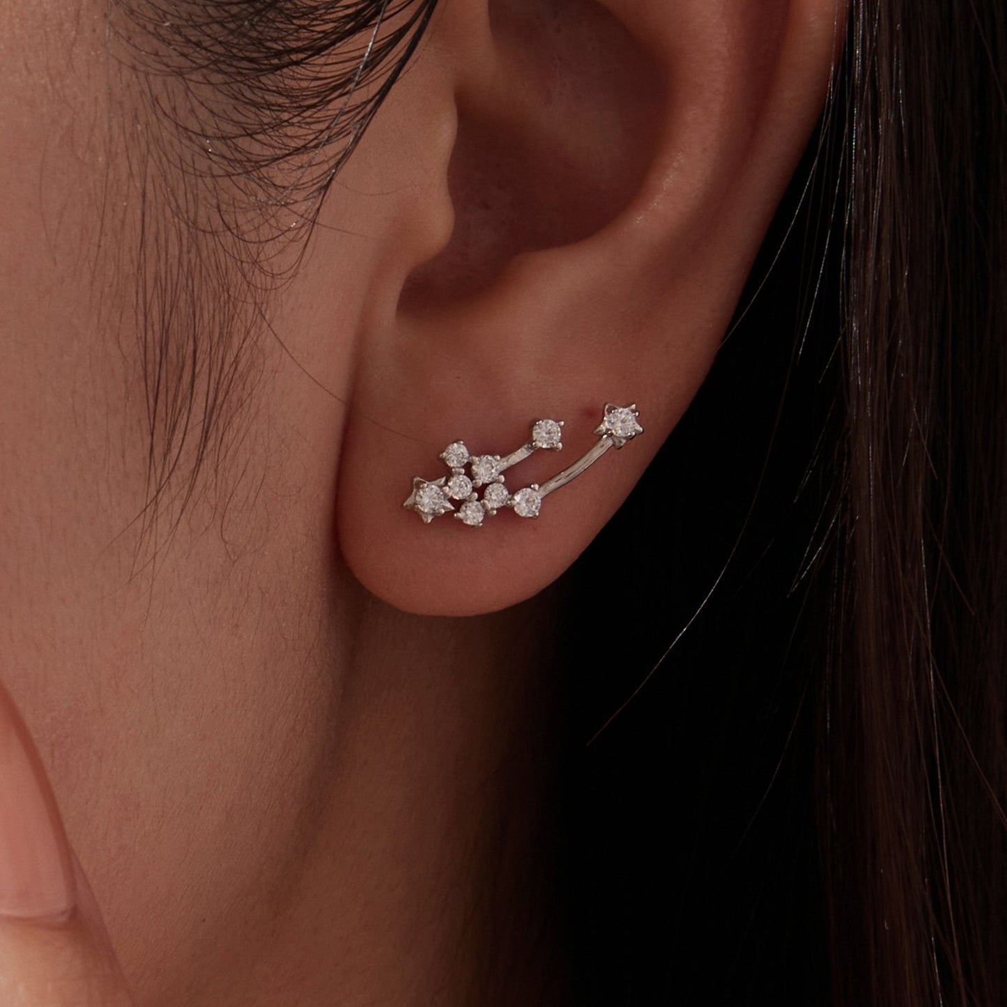 925 Sterling Silver & Brass White Gold Plated Earrings with CZ for Women