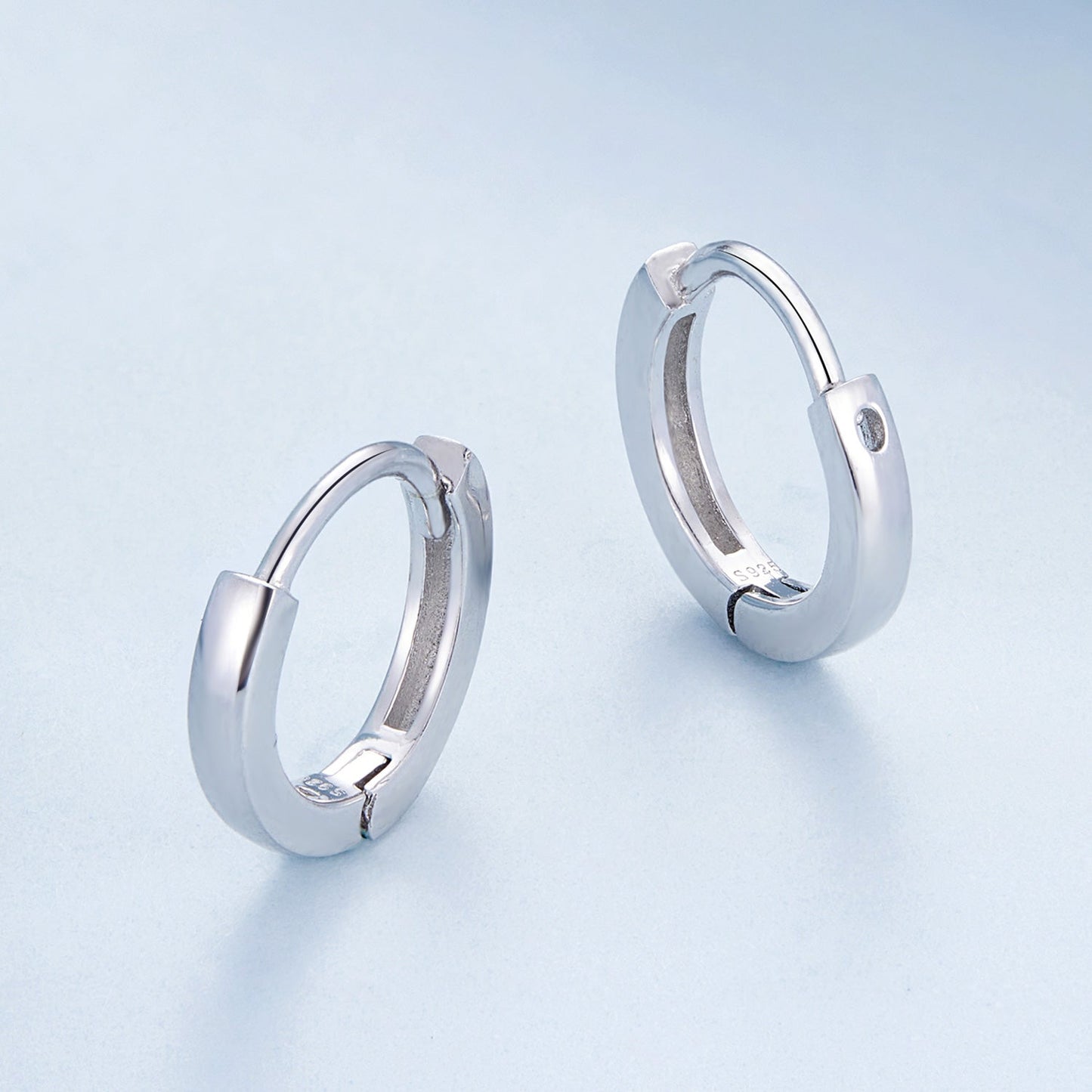 925 Sterling Silver Earrings for Women - Style A, 1.1x0.2cm, Platinum Plated