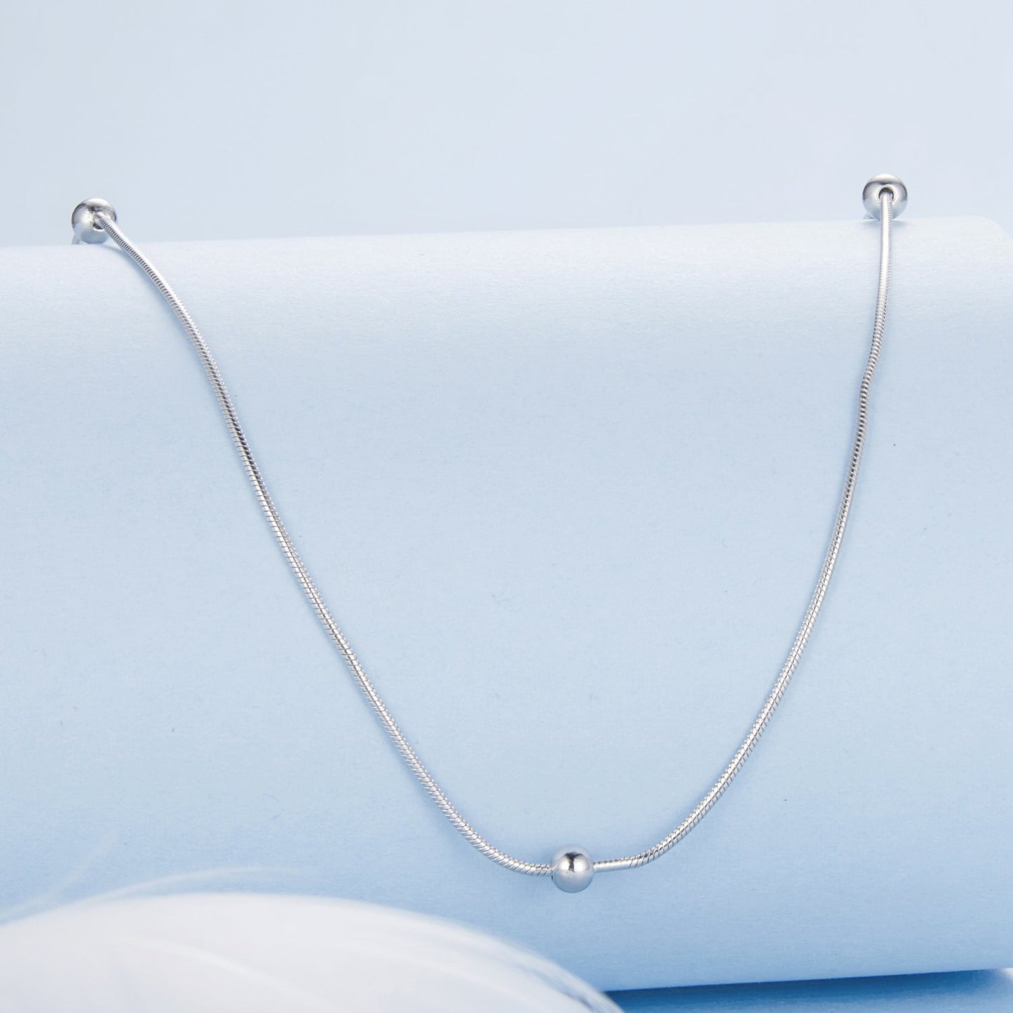 925 Sterling Silver Necklace with White Gold Plating, Length 40+5cm, Chain Thickness 0.08cm, for Women