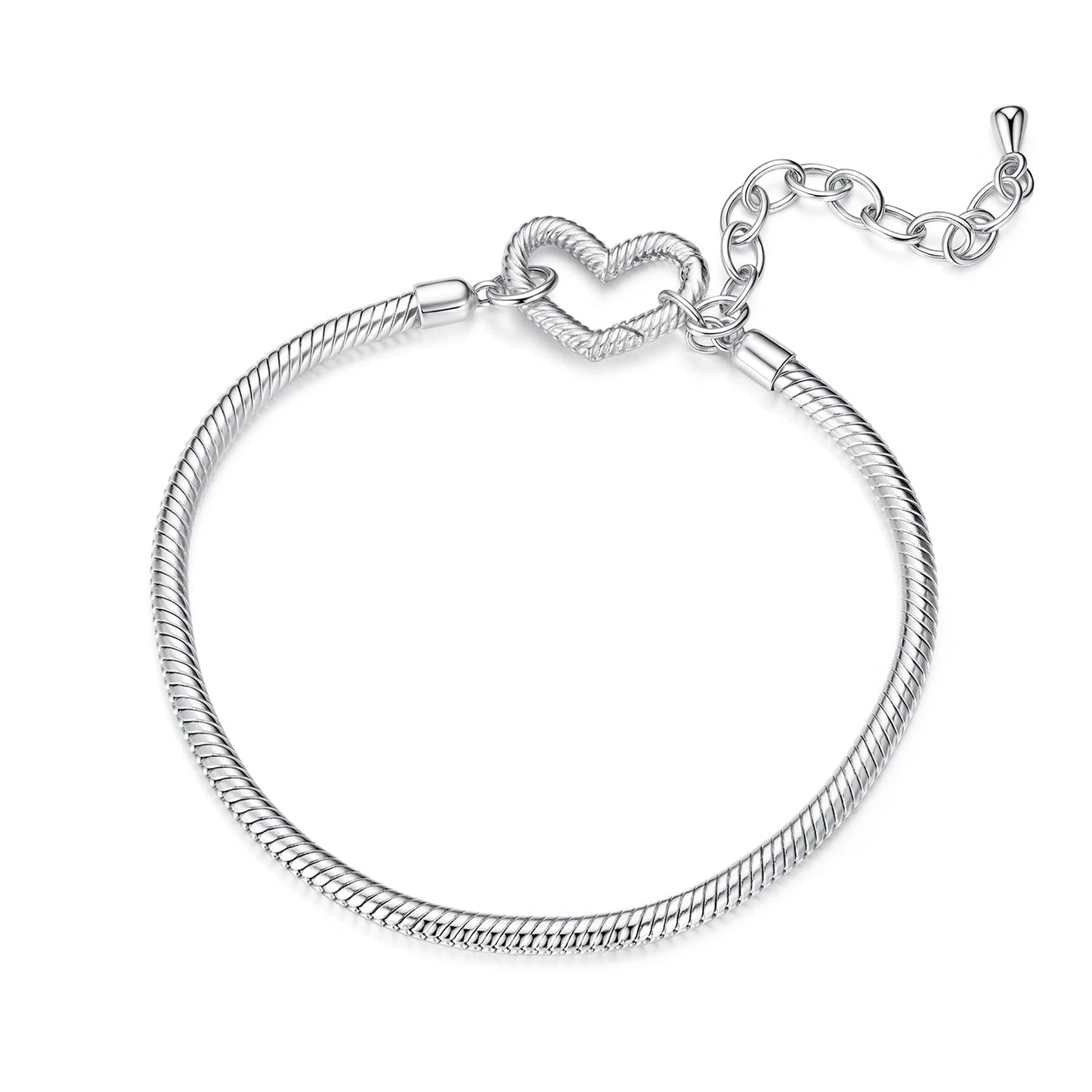 925 Sterling Silver Plated White Gold Bracelet - Adjustable 17+5cm