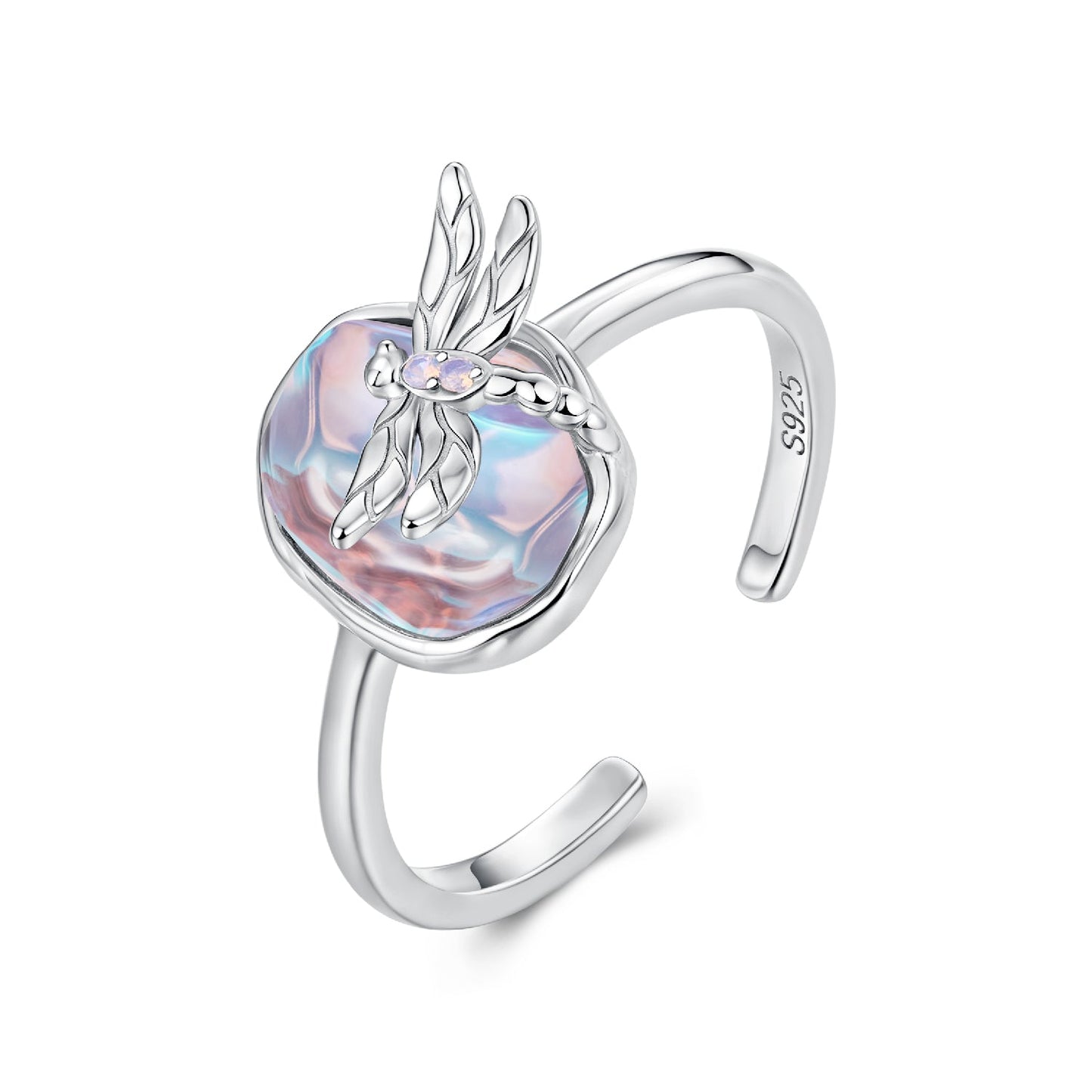 925 Sterling Silver Ring with Nano Opal Stone, 0.15 cm Width for Women